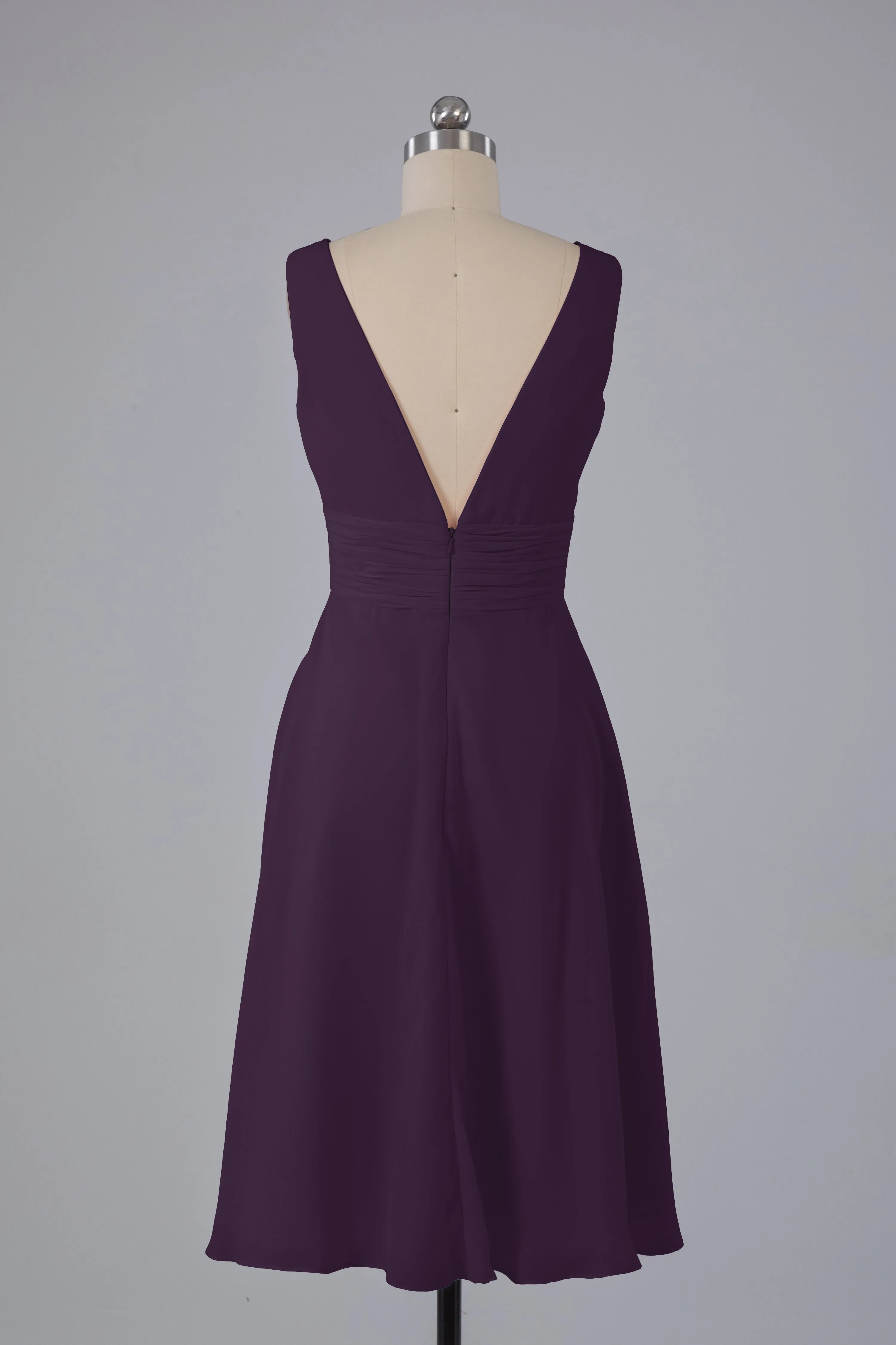 High Low Knee Length V-Neck Bridesmaid Dresses