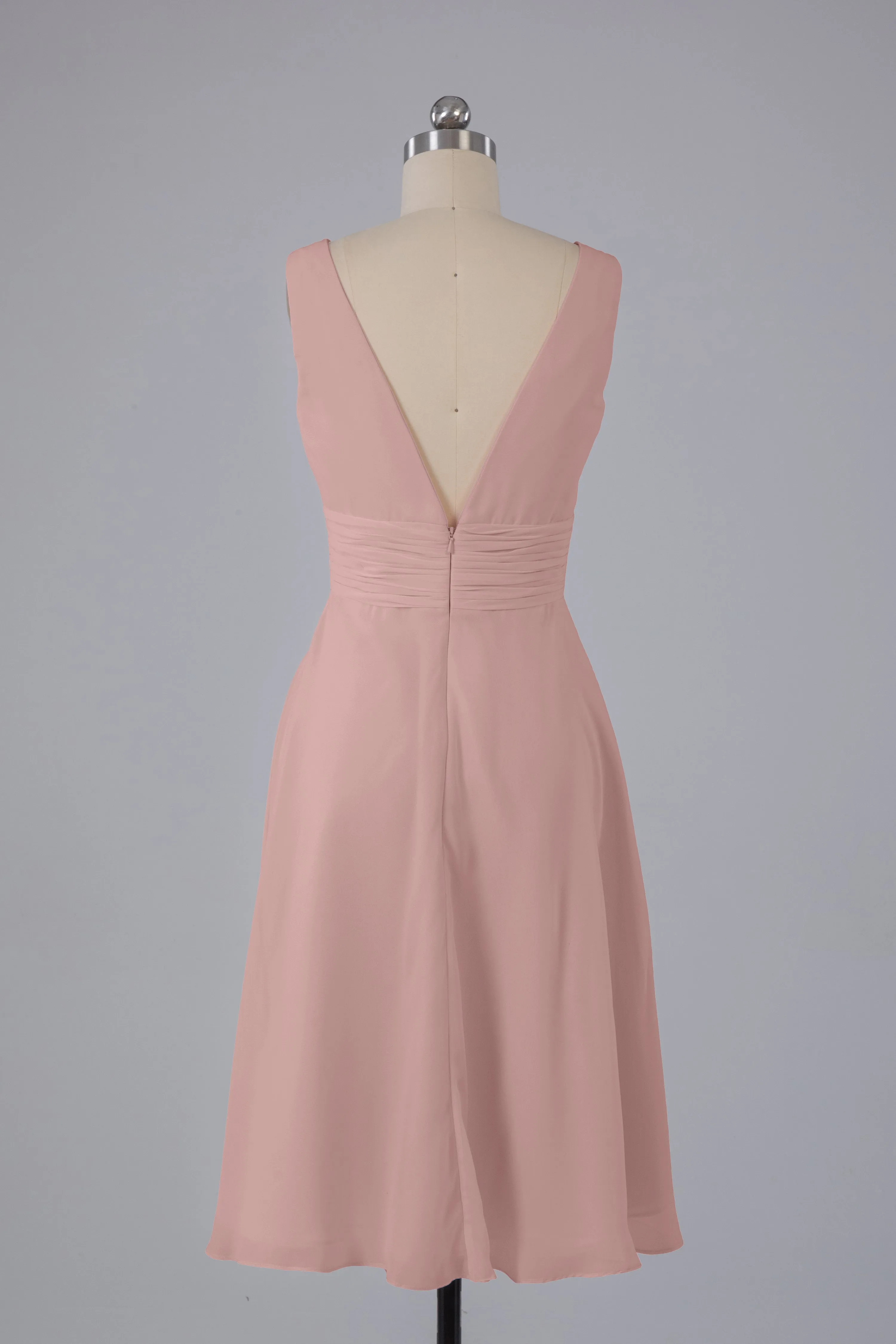 High Low Knee Length V-Neck Bridesmaid Dresses