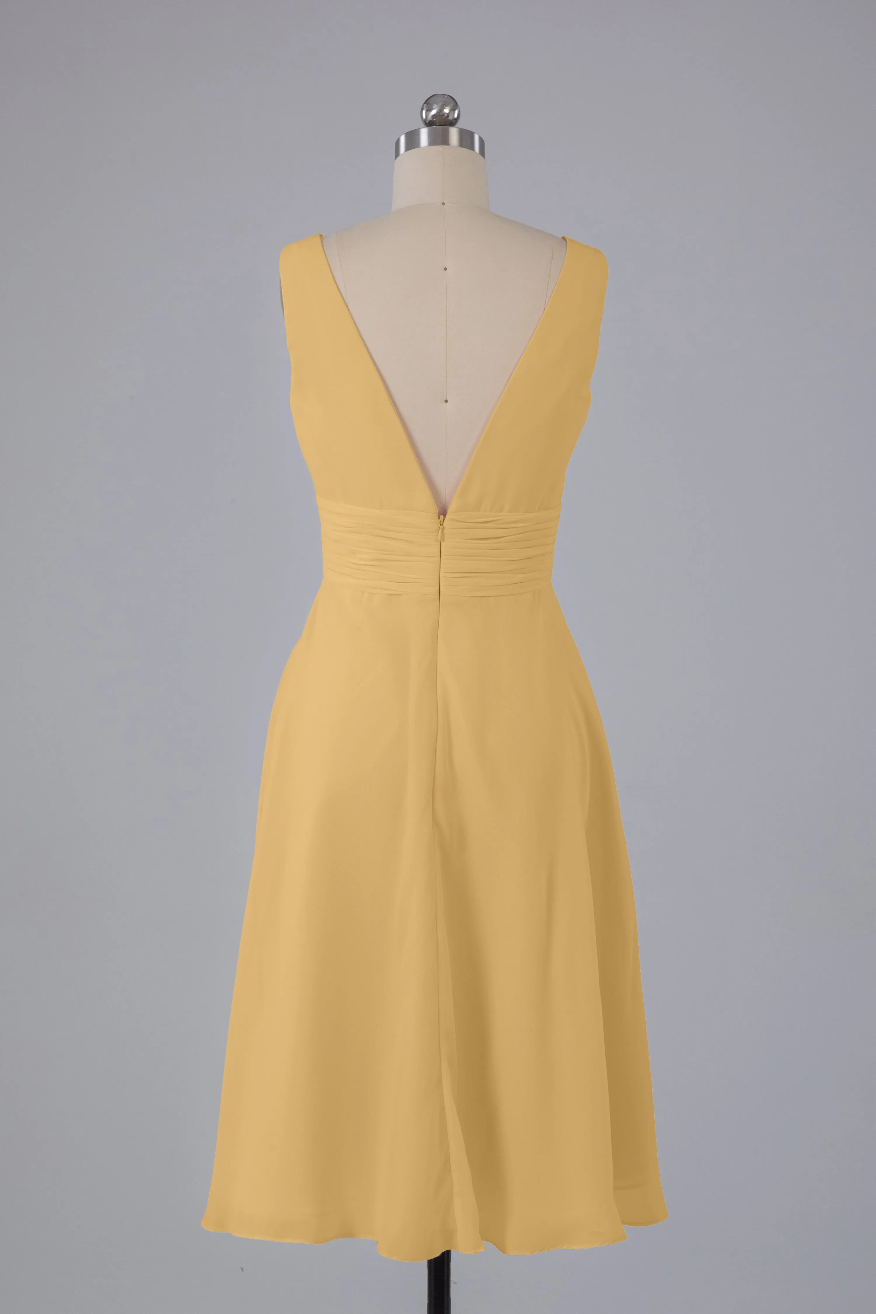 High Low Knee Length V-Neck Bridesmaid Dresses