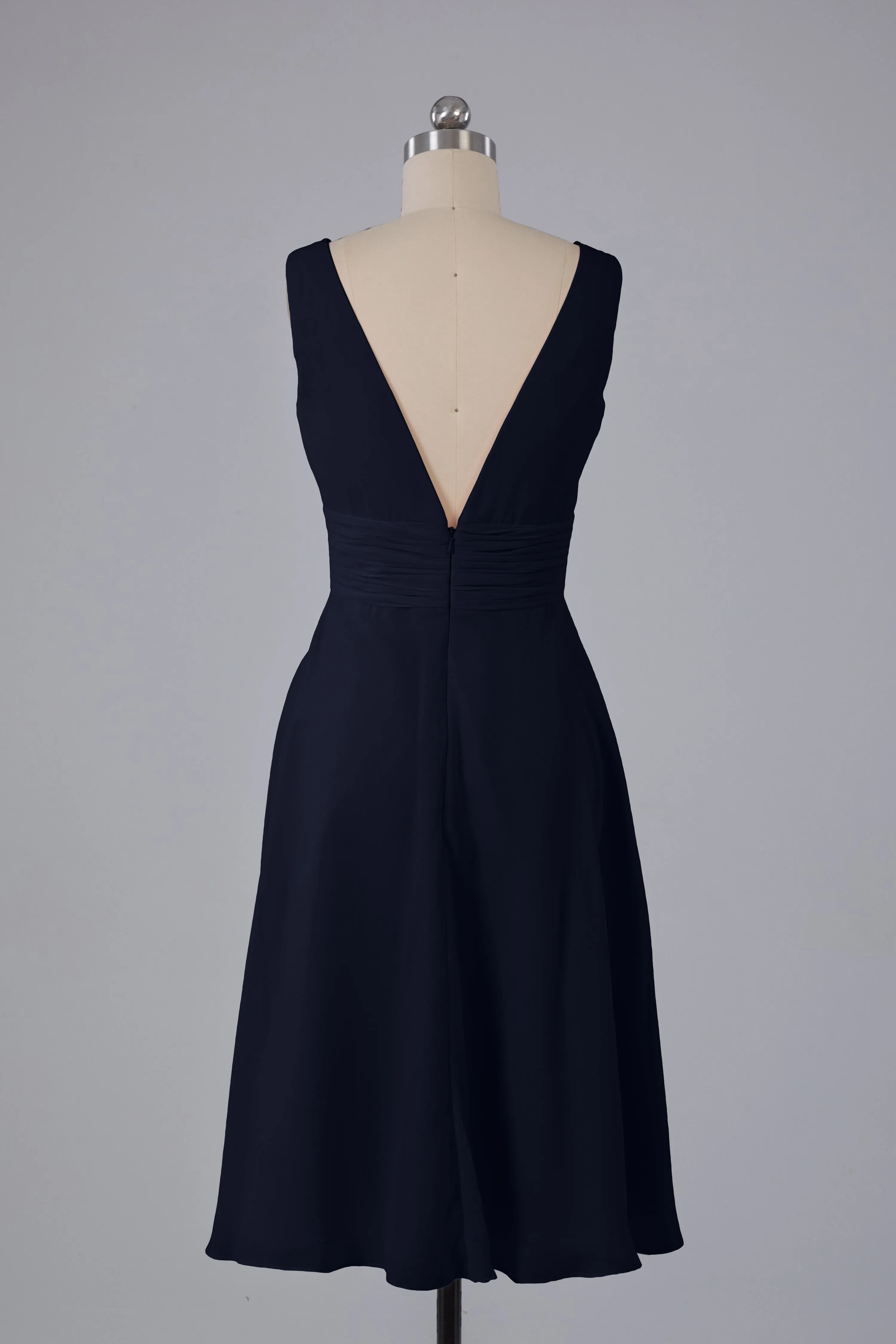 High Low Knee Length V-Neck Bridesmaid Dresses