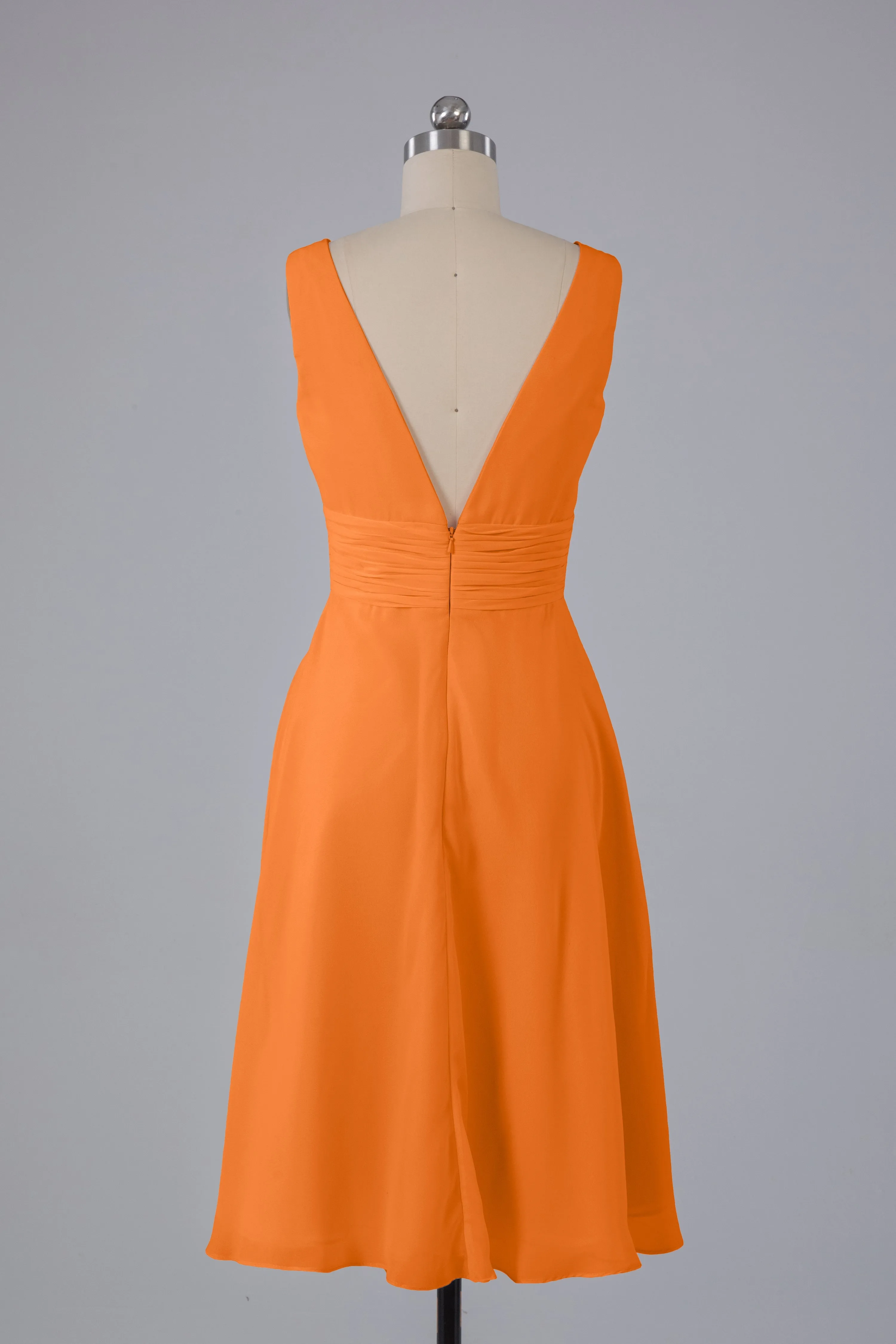 High Low Knee Length V-Neck Bridesmaid Dresses