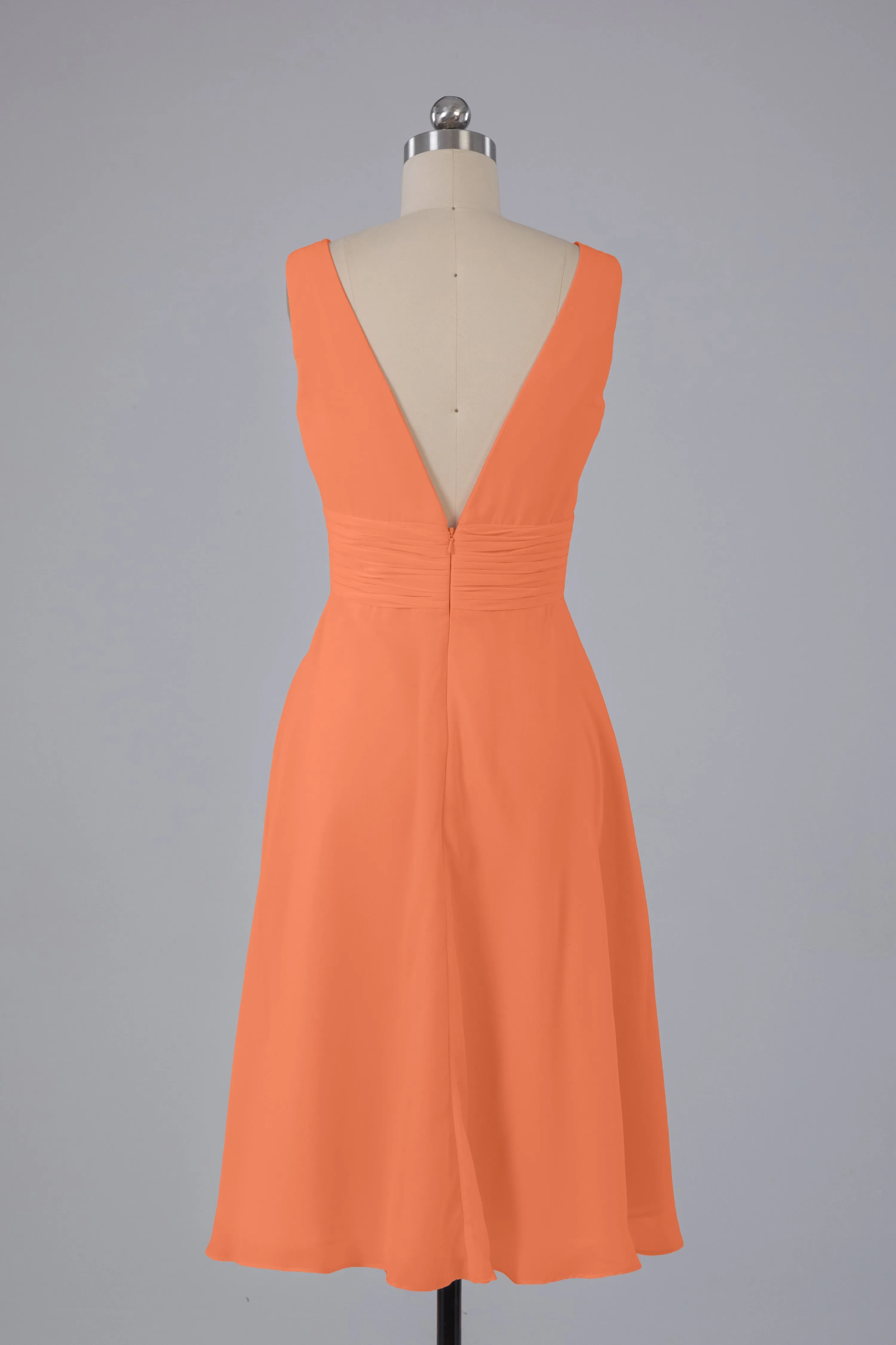 High Low Knee Length V-Neck Bridesmaid Dresses