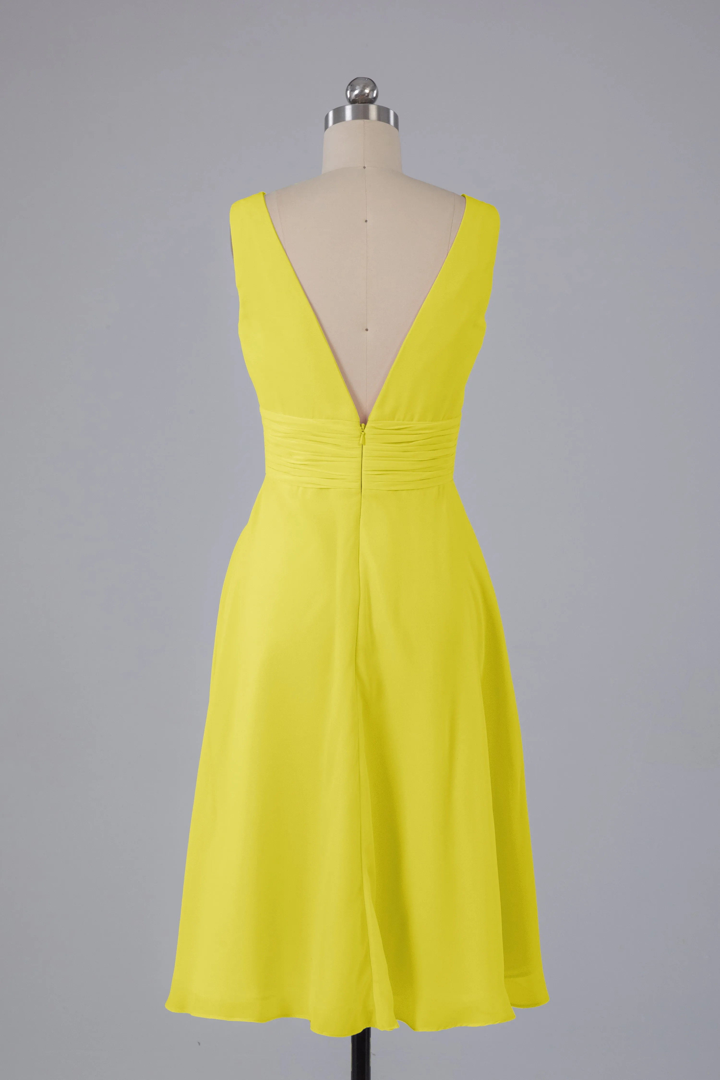 High Low Knee Length V-Neck Bridesmaid Dresses