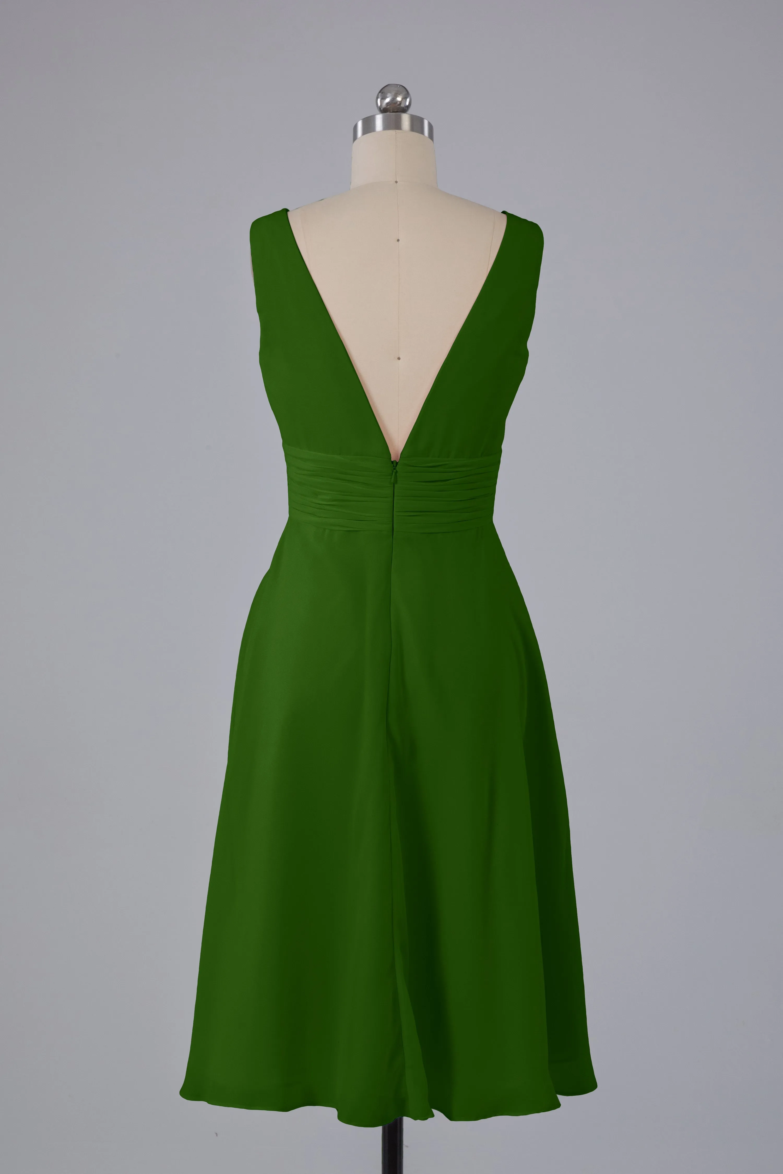 High Low Knee Length V-Neck Bridesmaid Dresses