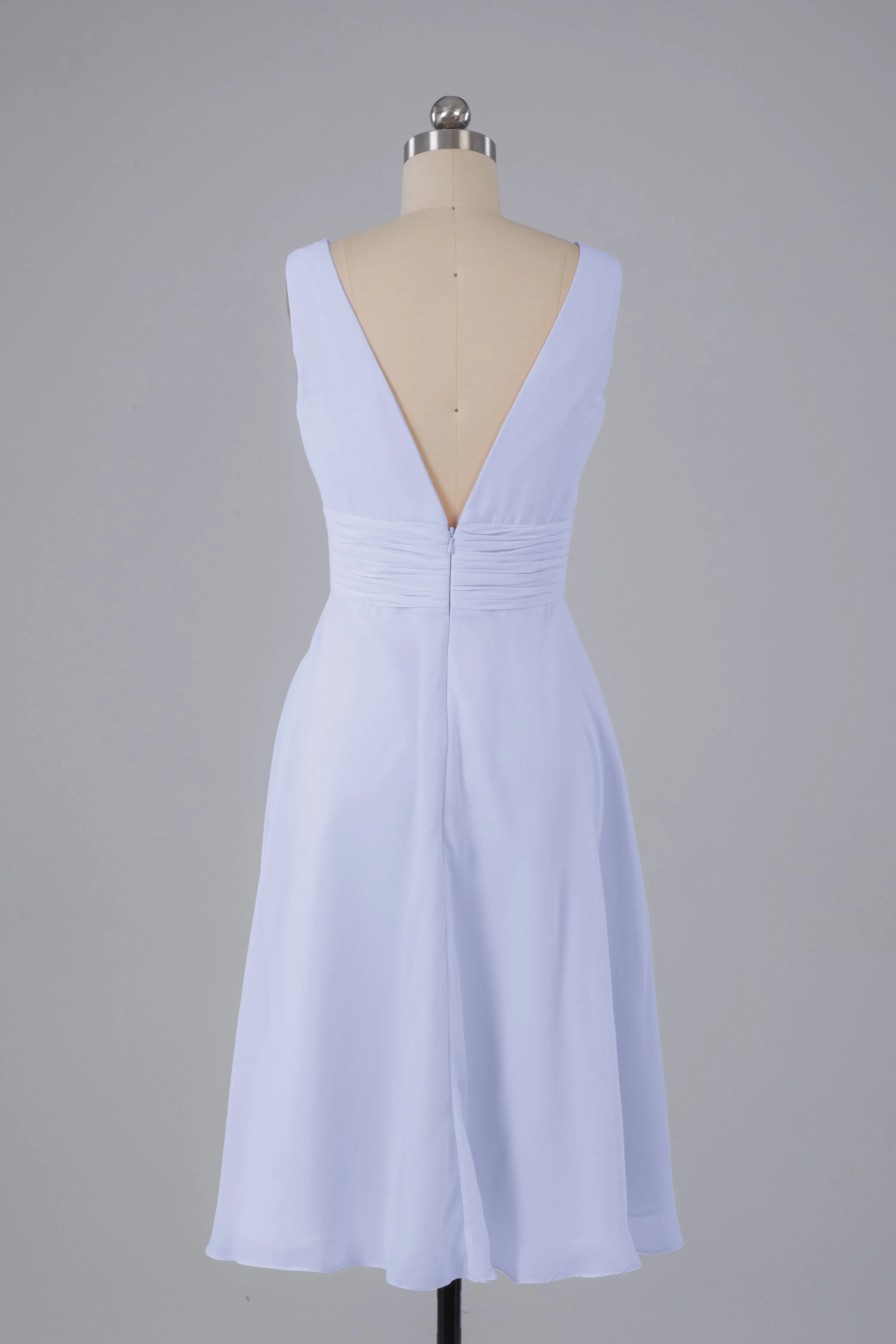 High Low Knee Length V-Neck Bridesmaid Dresses