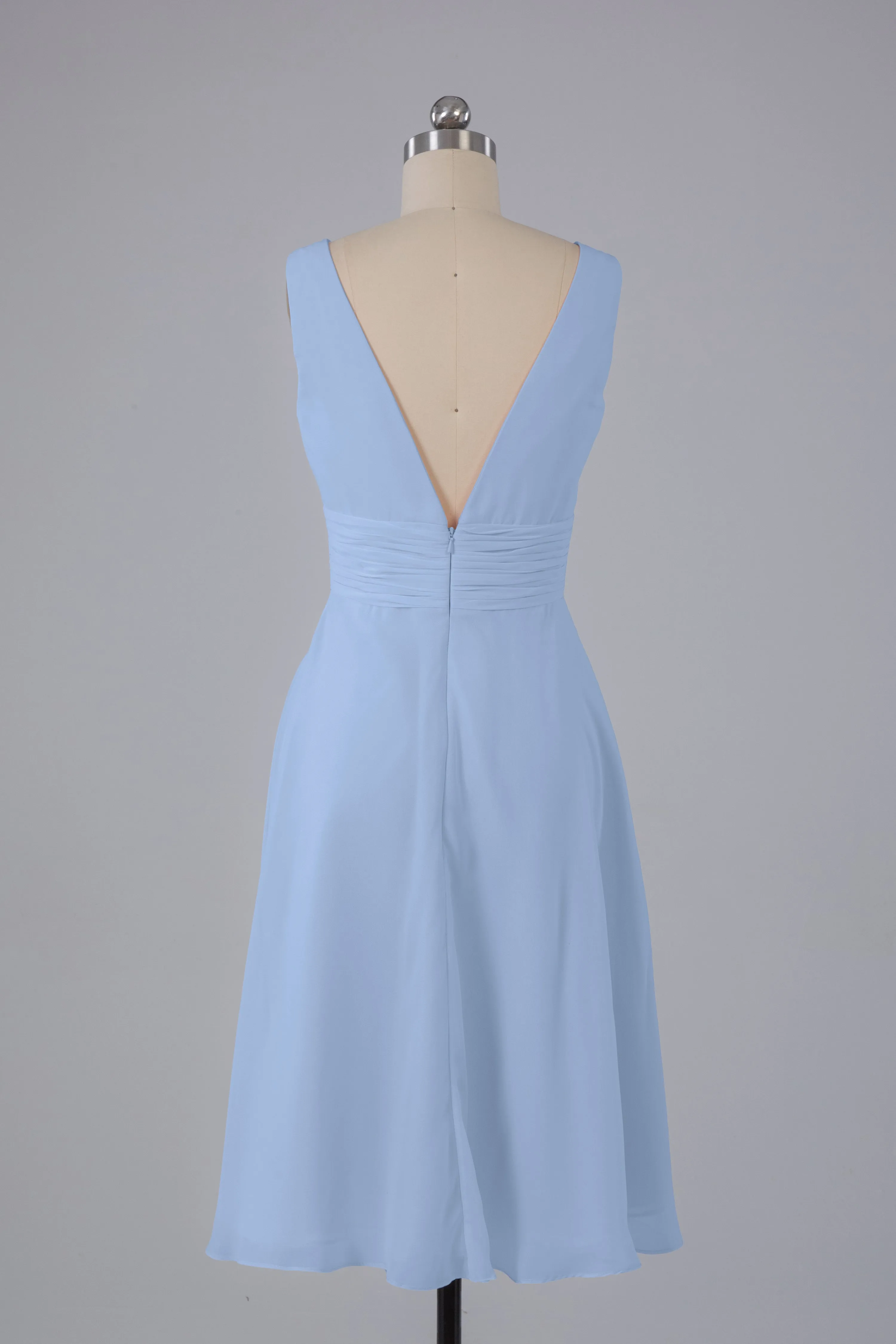 High Low Knee Length V-Neck Bridesmaid Dresses