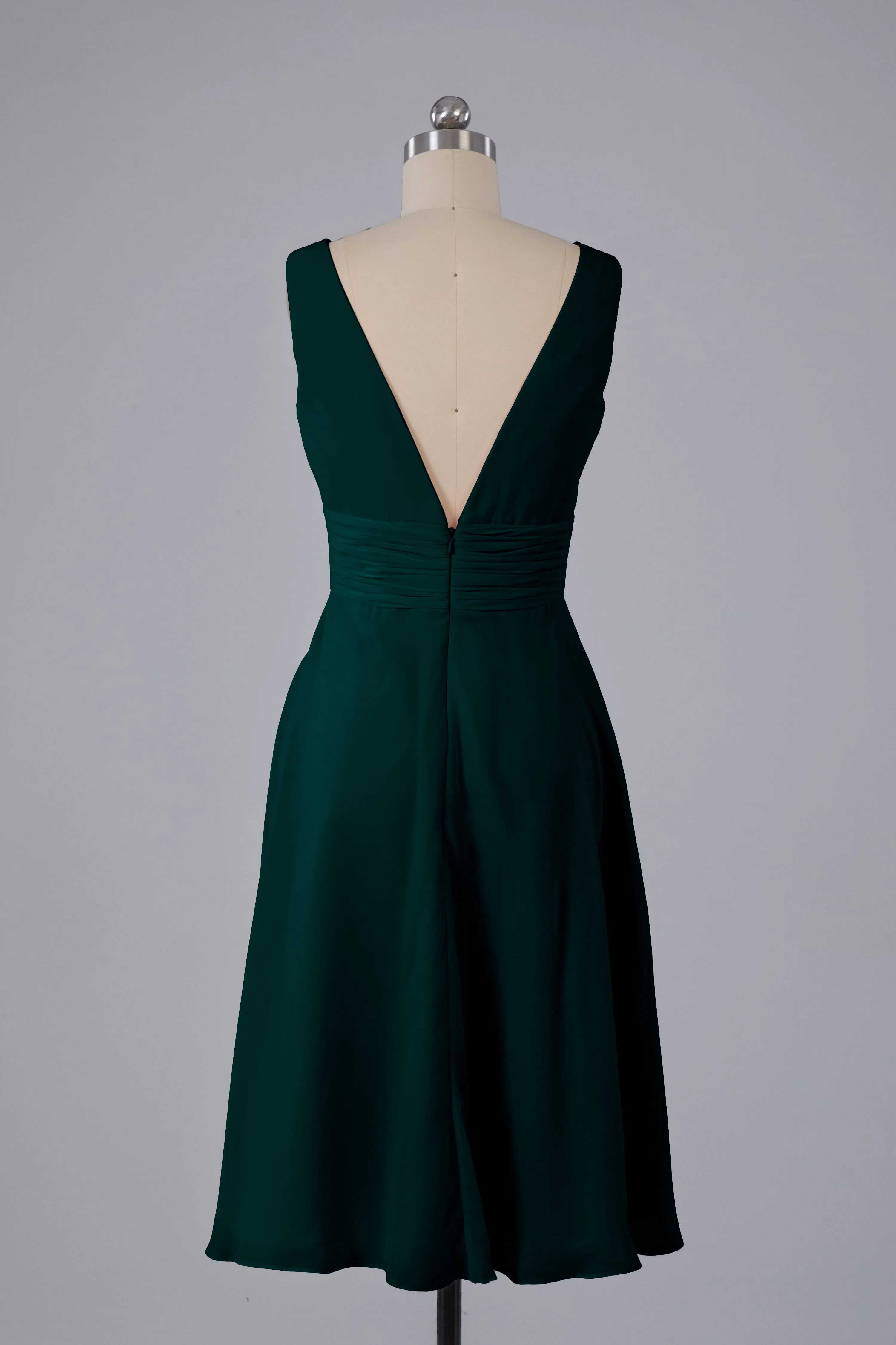 High Low Knee Length V-Neck Bridesmaid Dresses