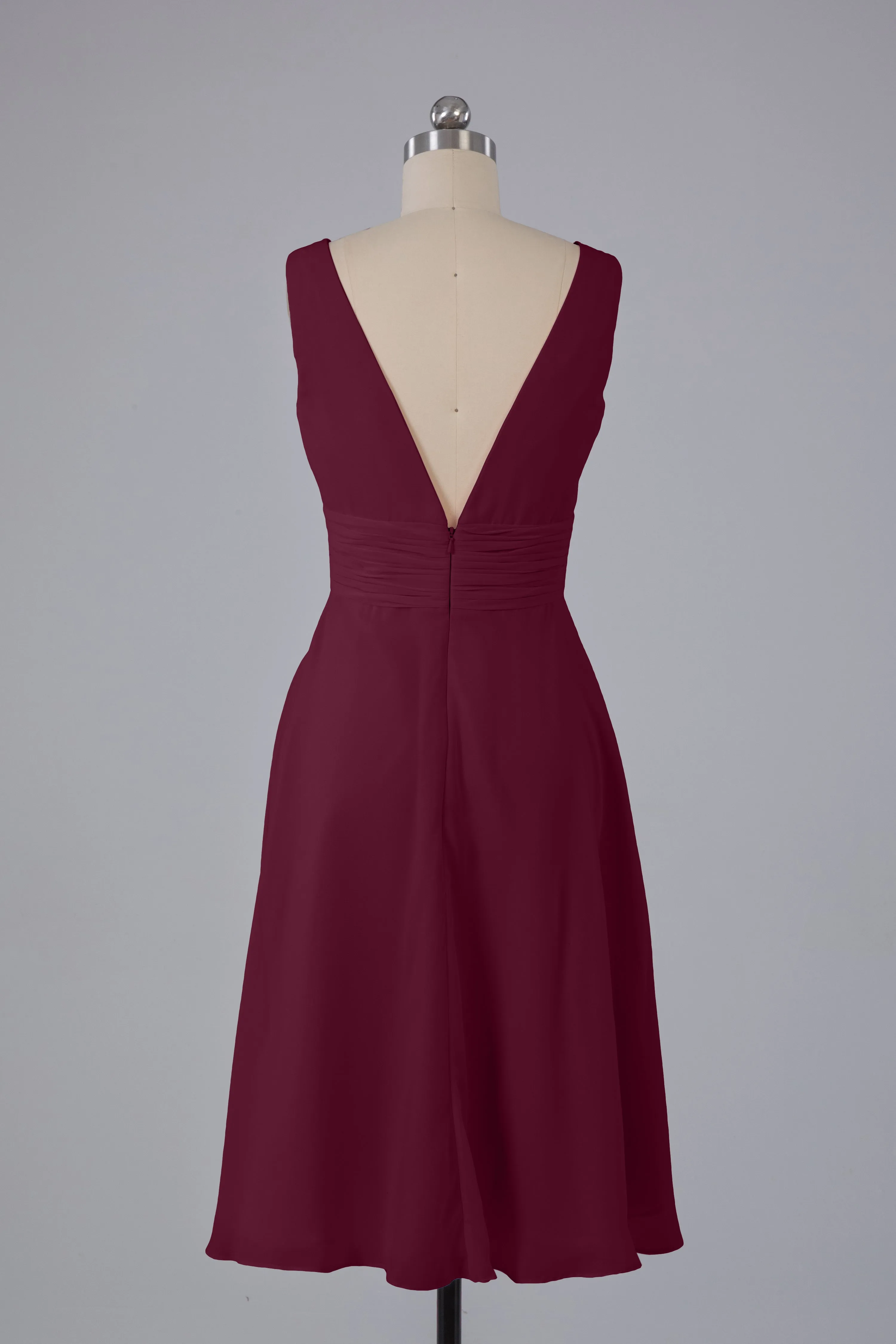 High Low Knee Length V-Neck Bridesmaid Dresses