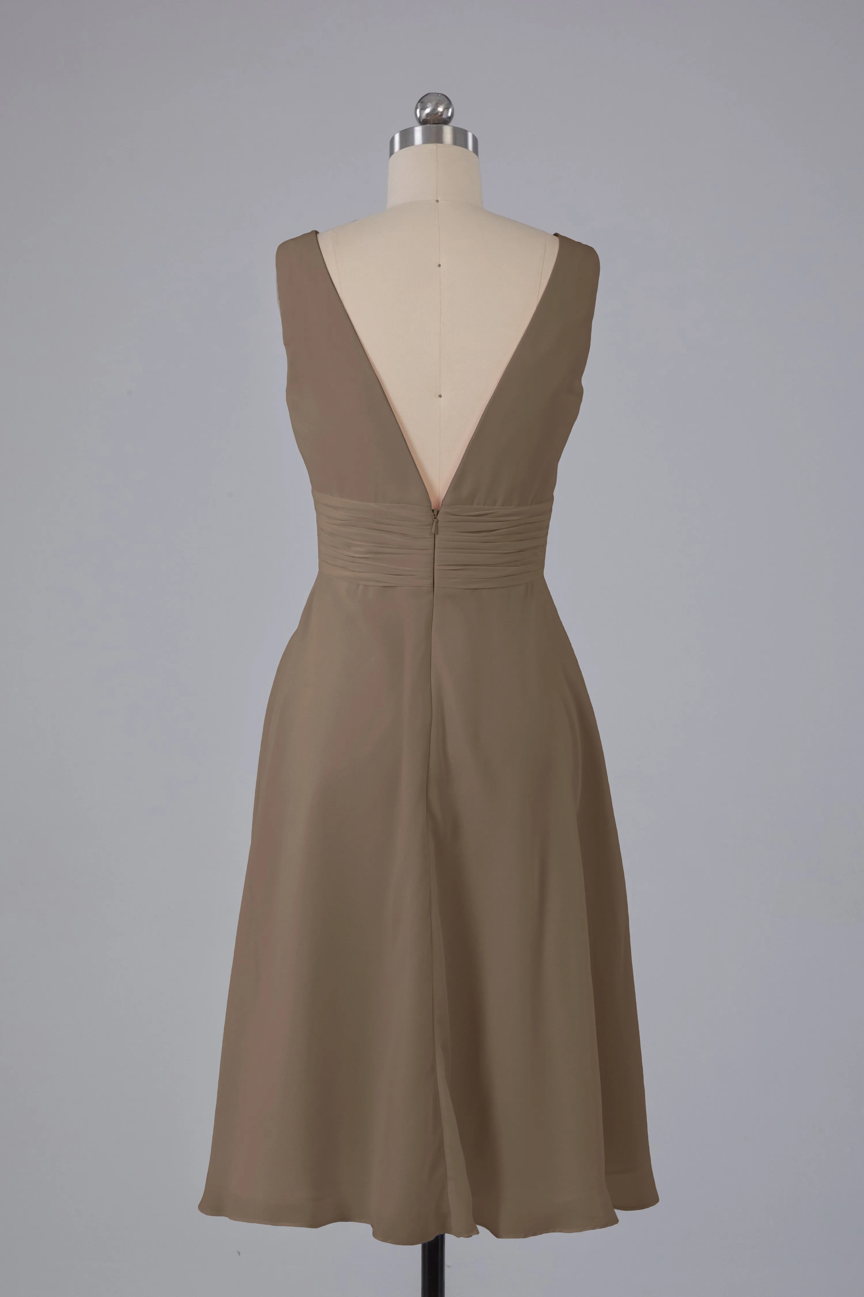 High Low Knee Length V-Neck Bridesmaid Dresses