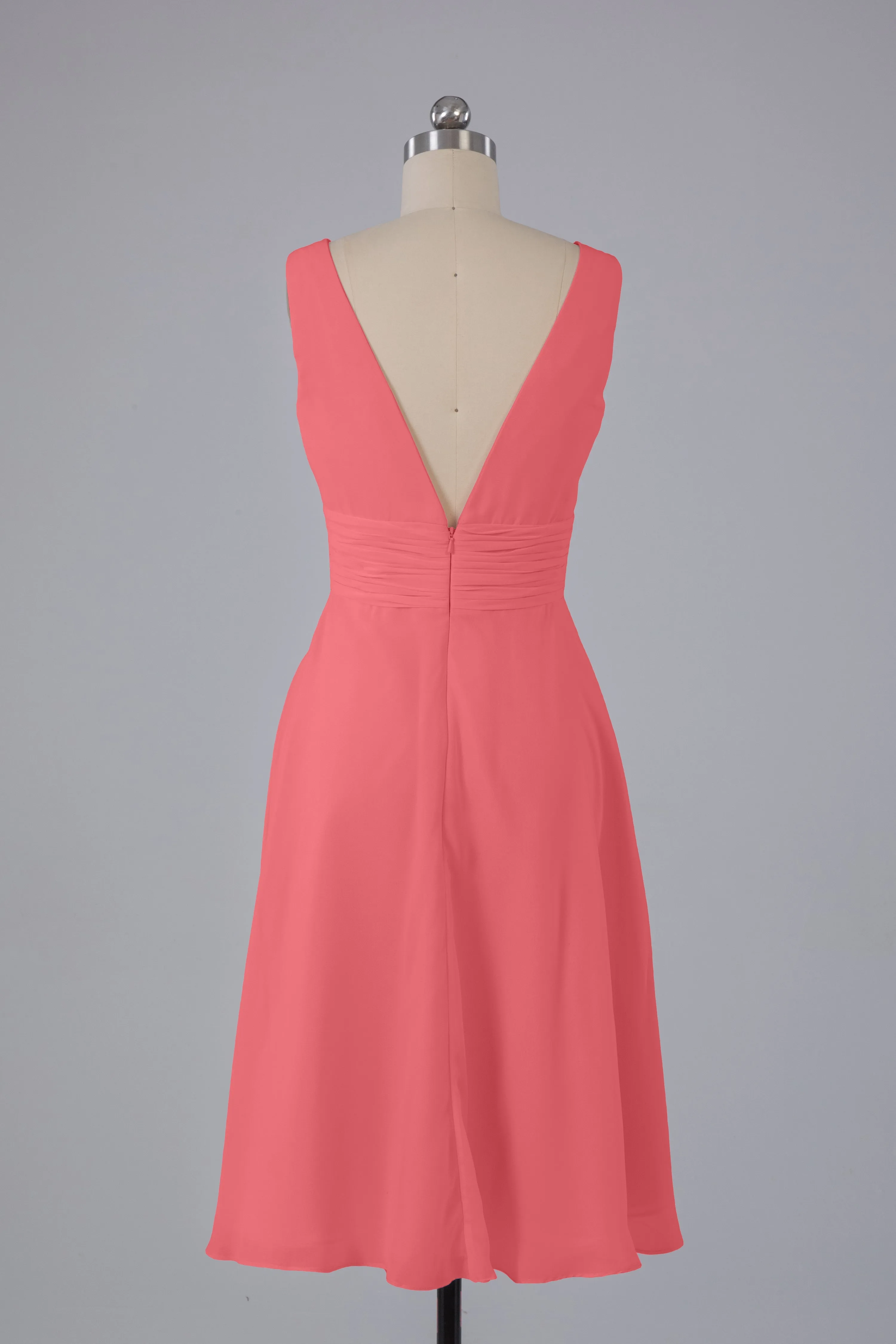 High Low Knee Length V-Neck Bridesmaid Dresses
