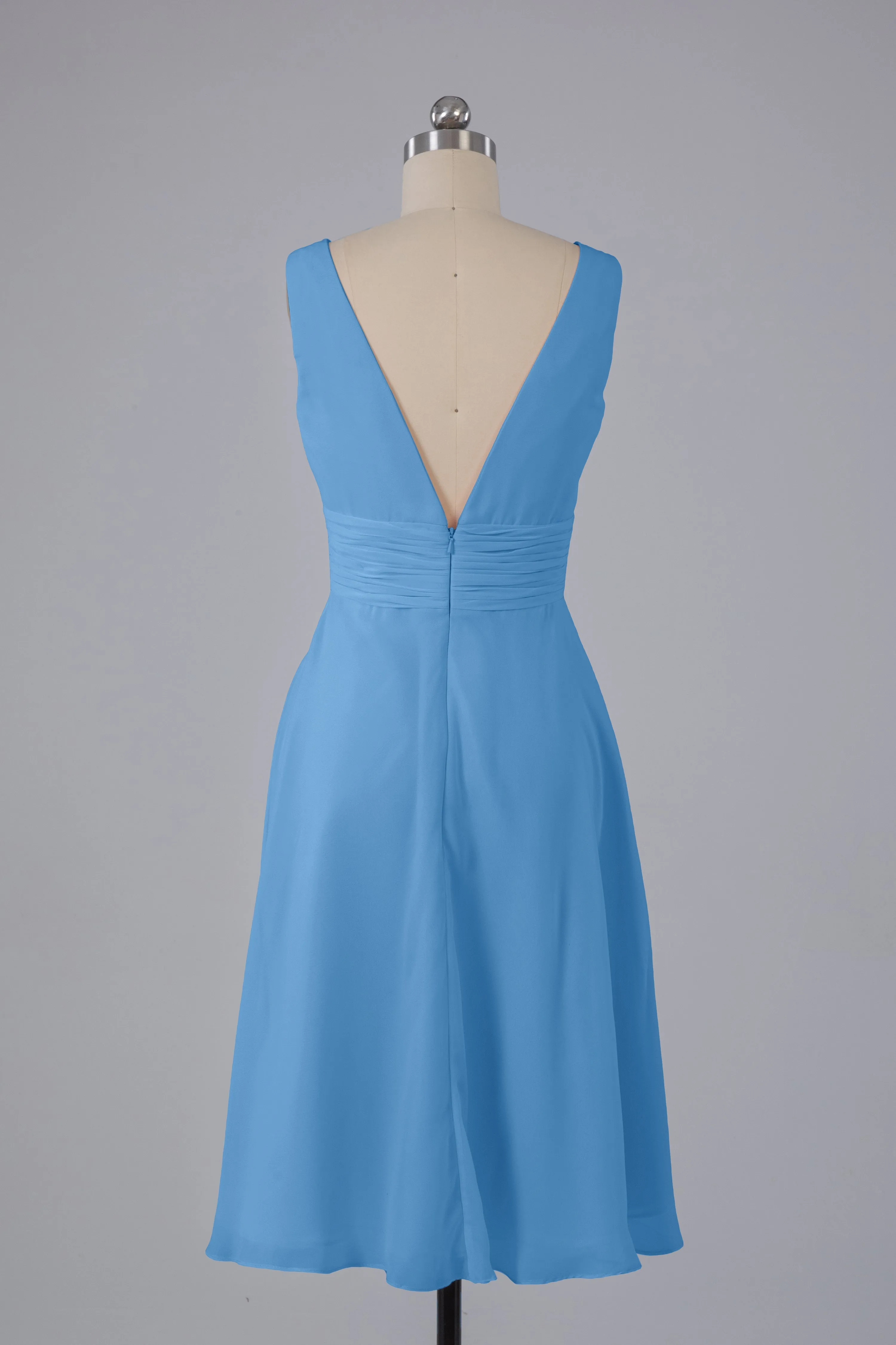 High Low Knee Length V-Neck Bridesmaid Dresses