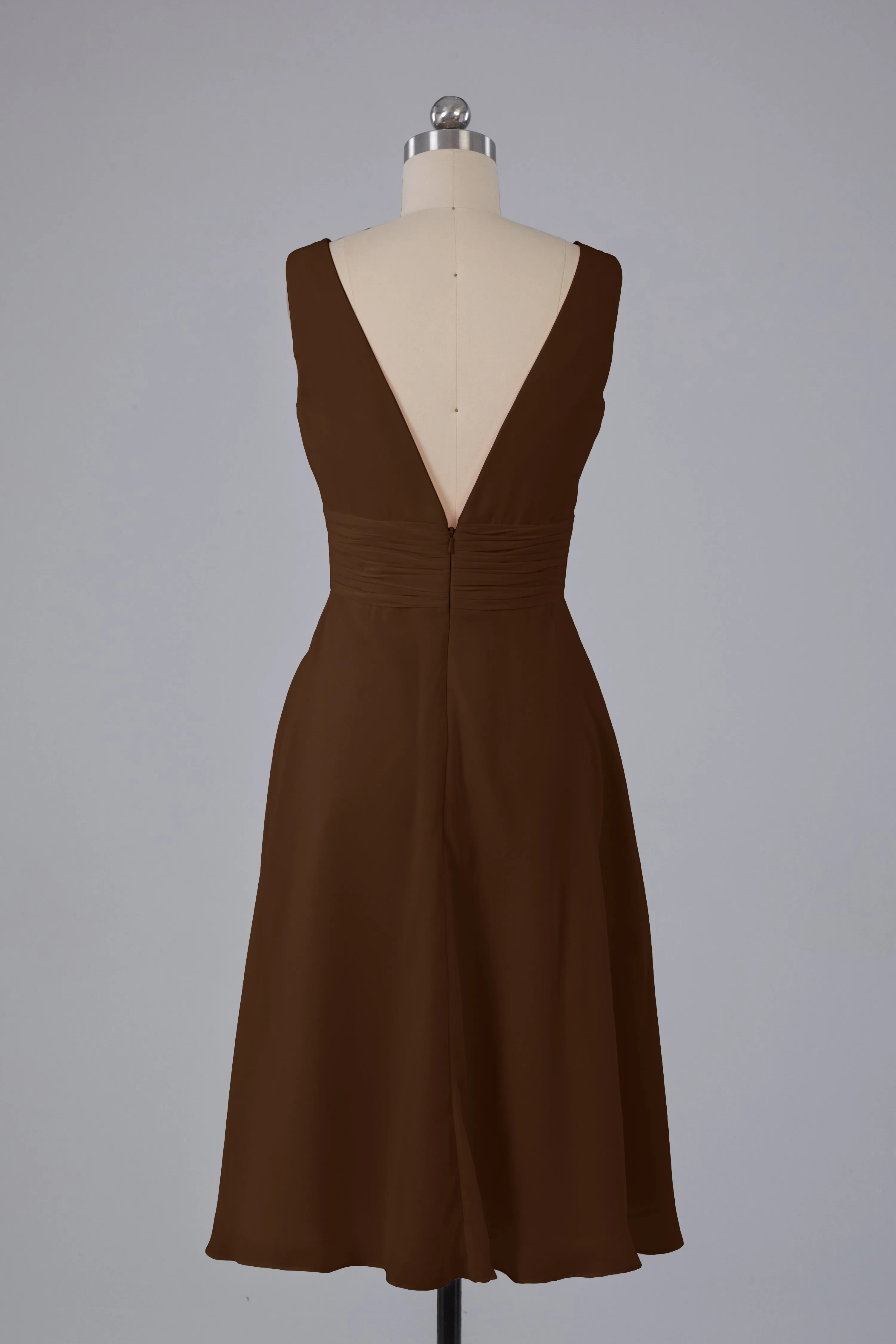 High Low Knee Length V-Neck Bridesmaid Dresses
