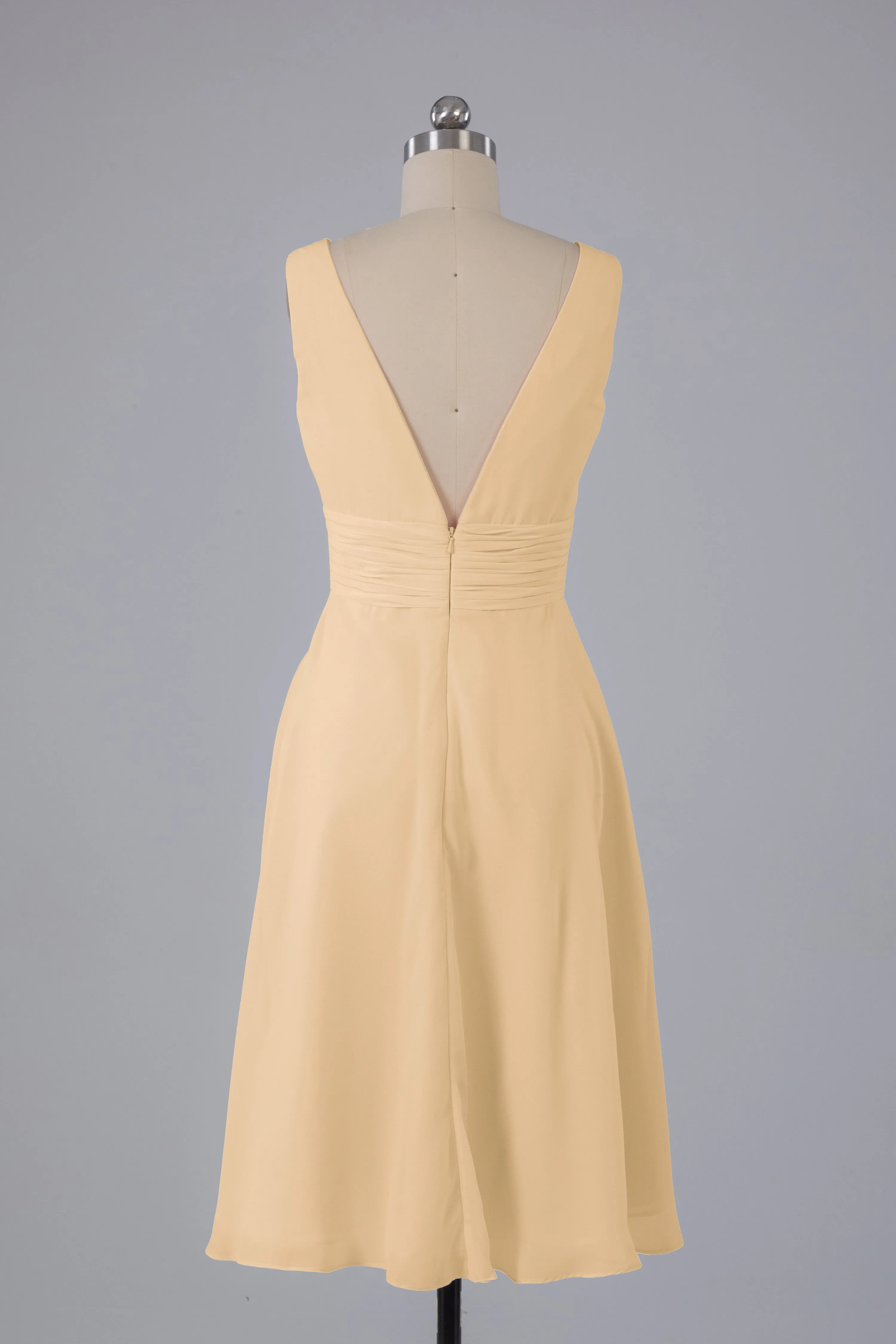 High Low Knee Length V-Neck Bridesmaid Dresses