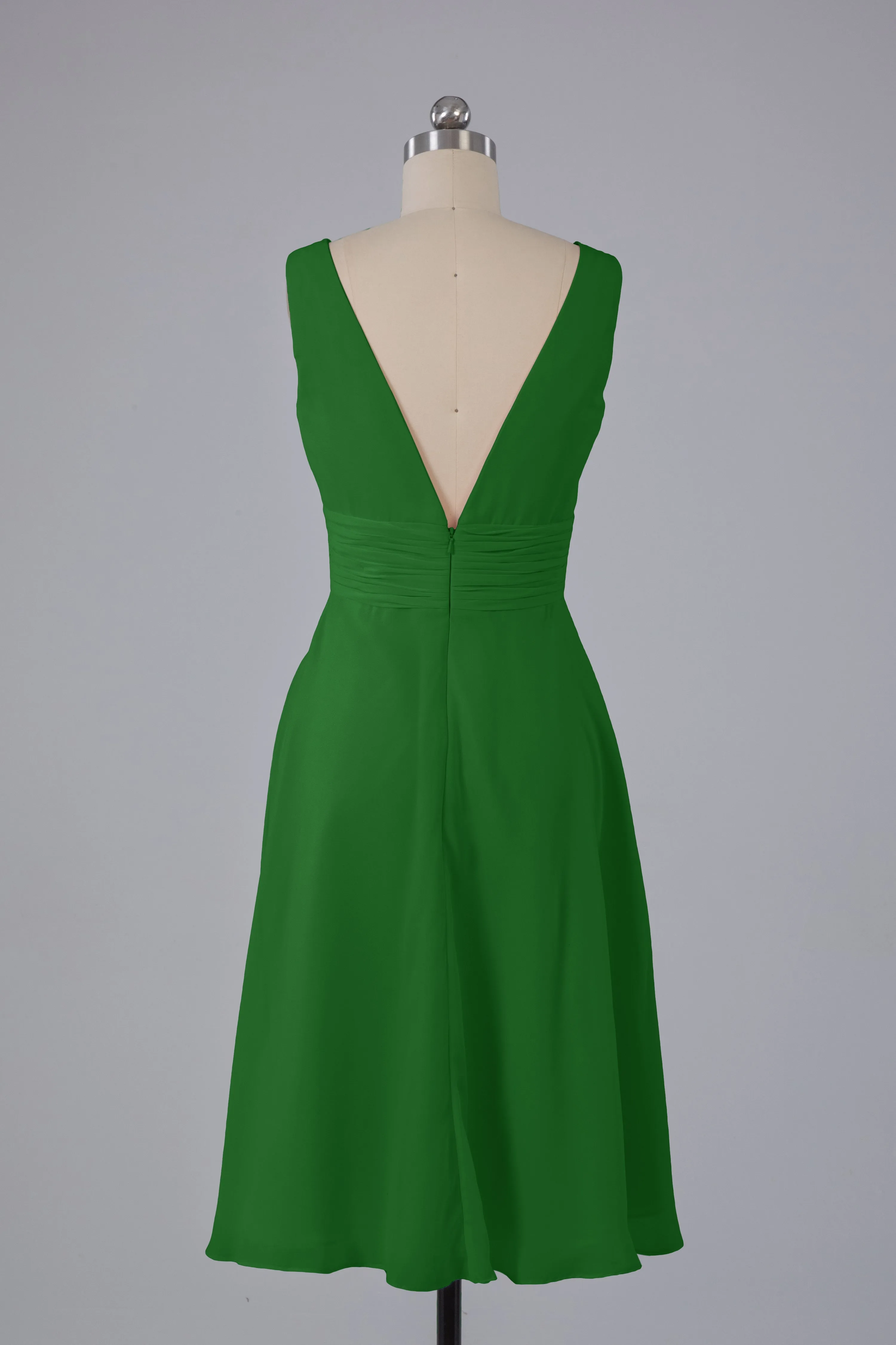 High Low Knee Length V-Neck Bridesmaid Dresses
