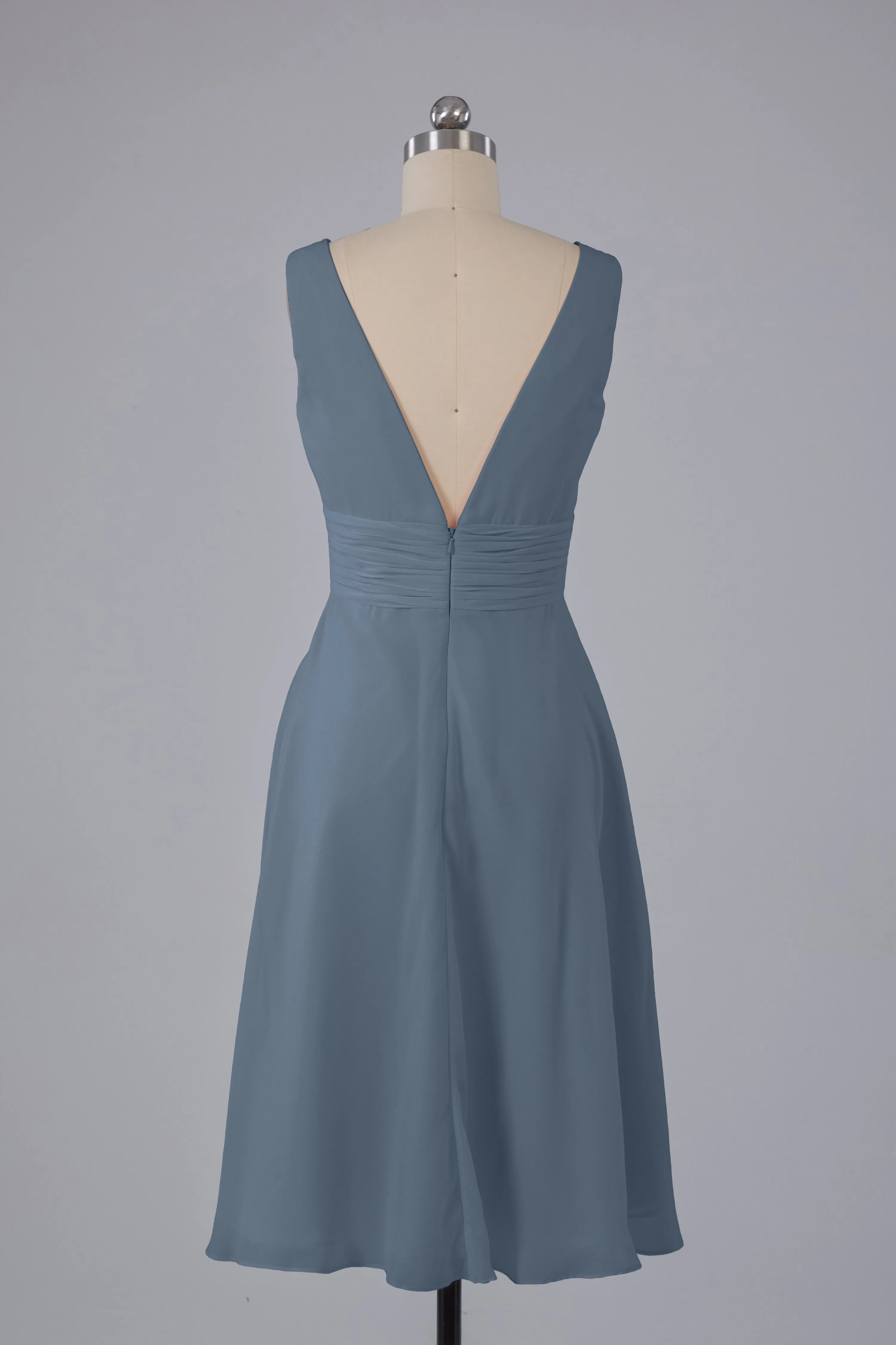 High Low Knee Length V-Neck Bridesmaid Dresses
