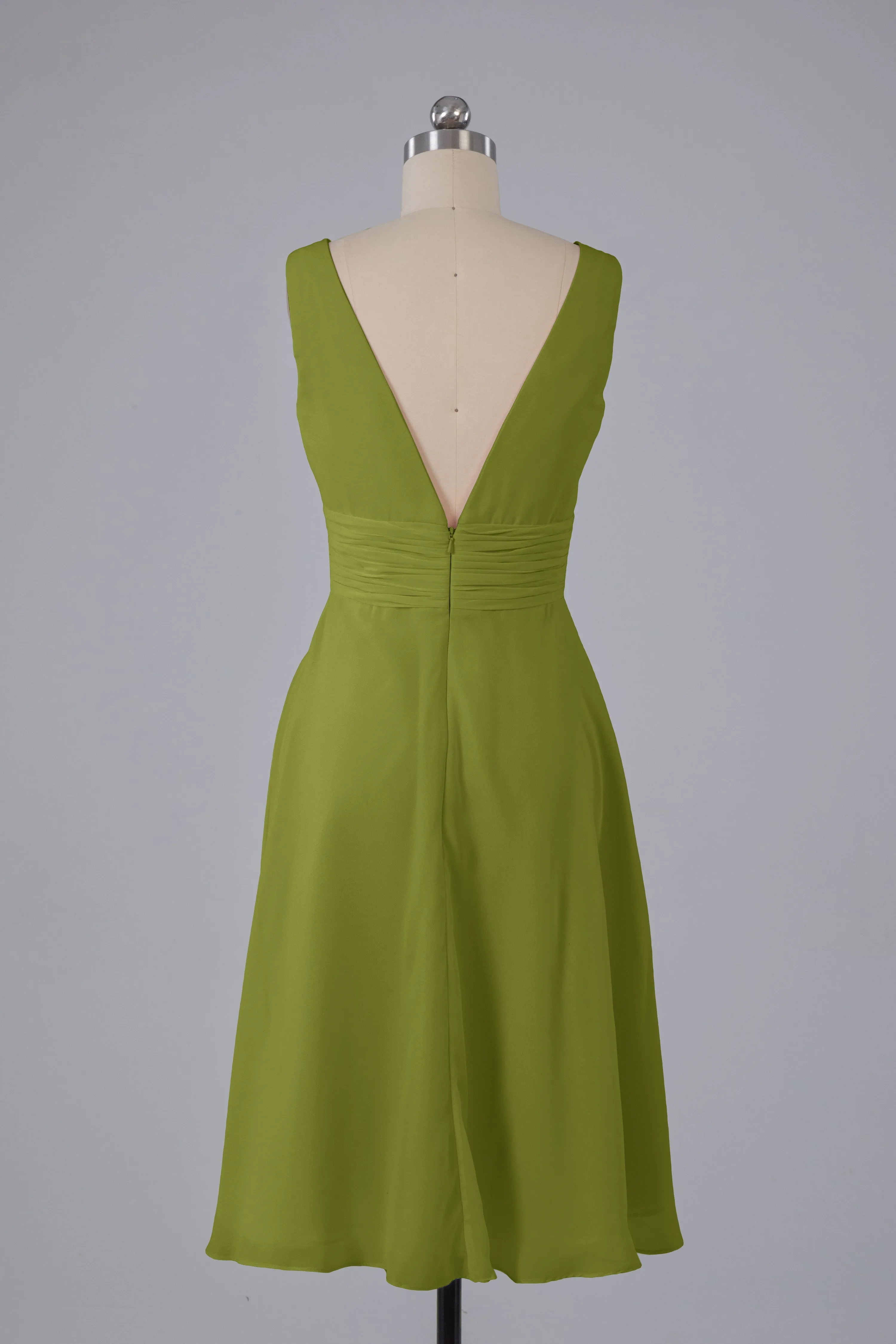 High Low Knee Length V-Neck Bridesmaid Dresses