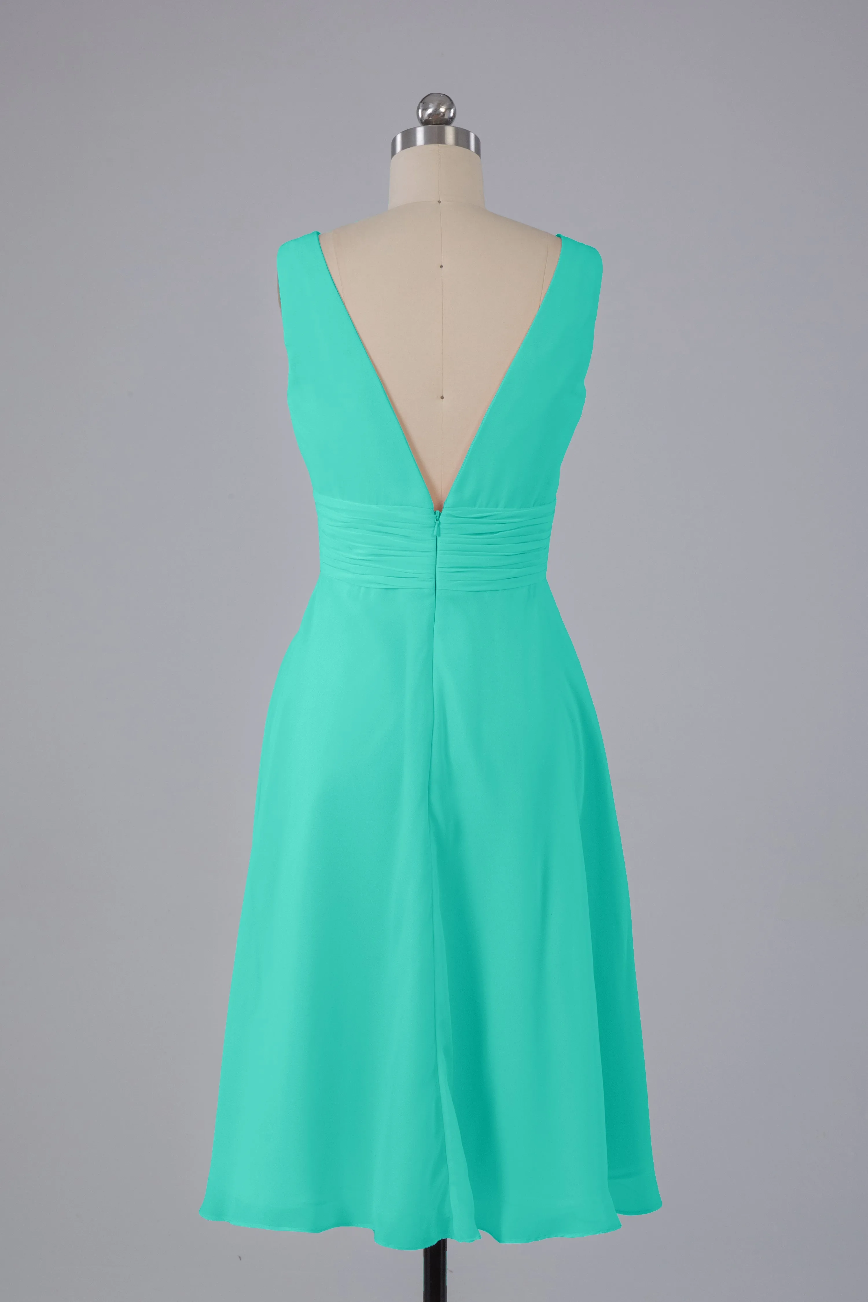 High Low Knee Length V-Neck Bridesmaid Dresses
