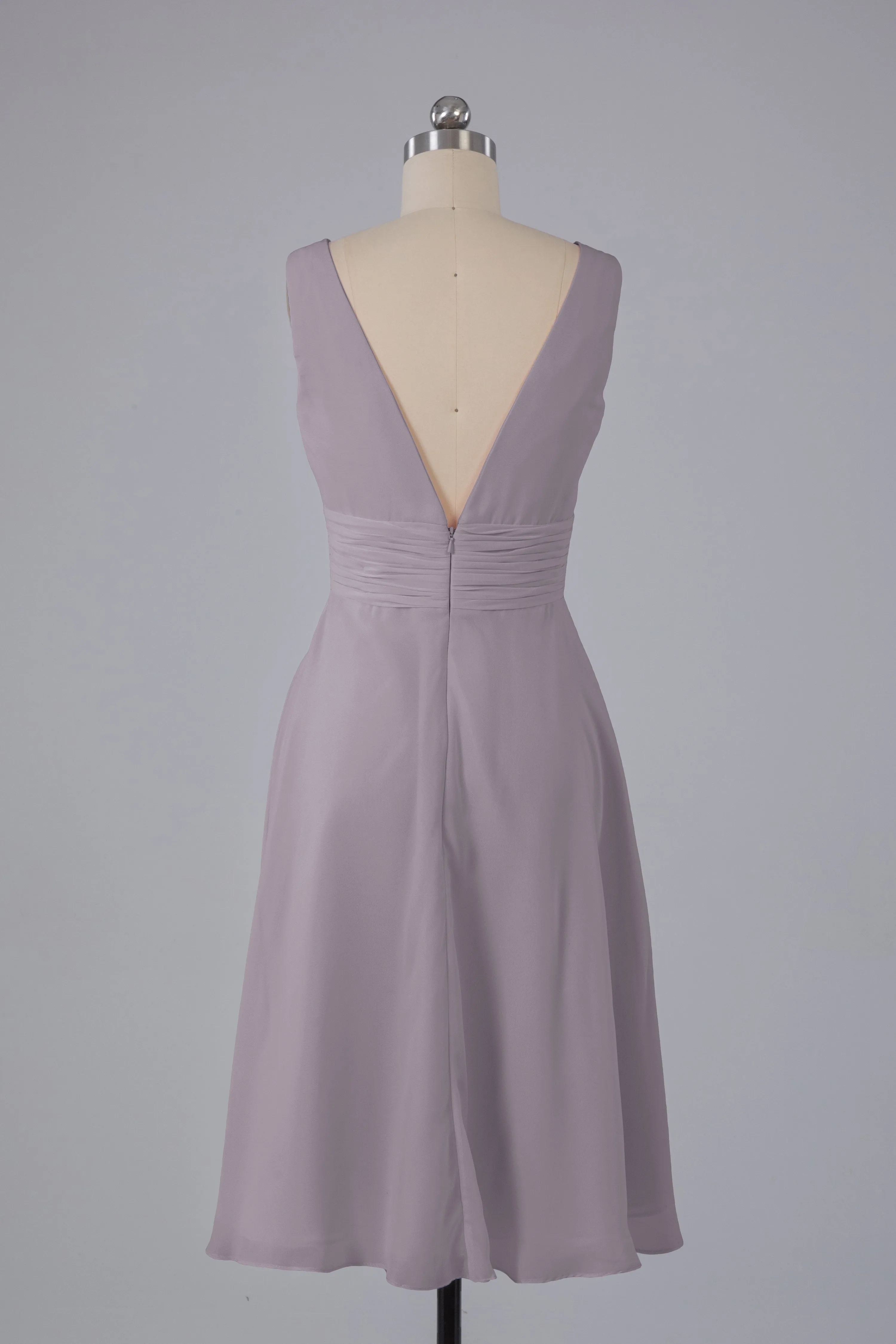 High Low Knee Length V-Neck Bridesmaid Dresses