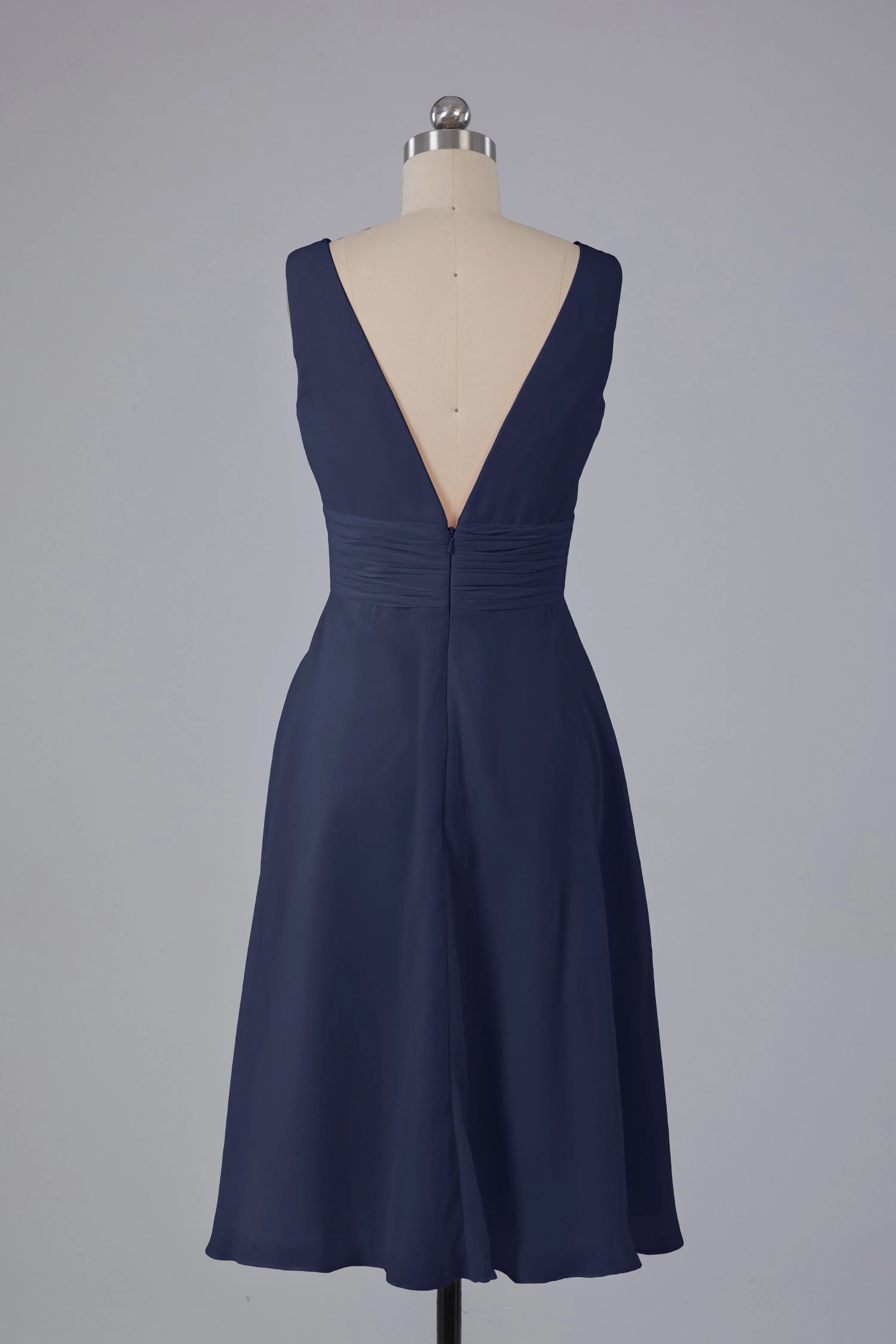 High Low Knee Length V-Neck Bridesmaid Dresses