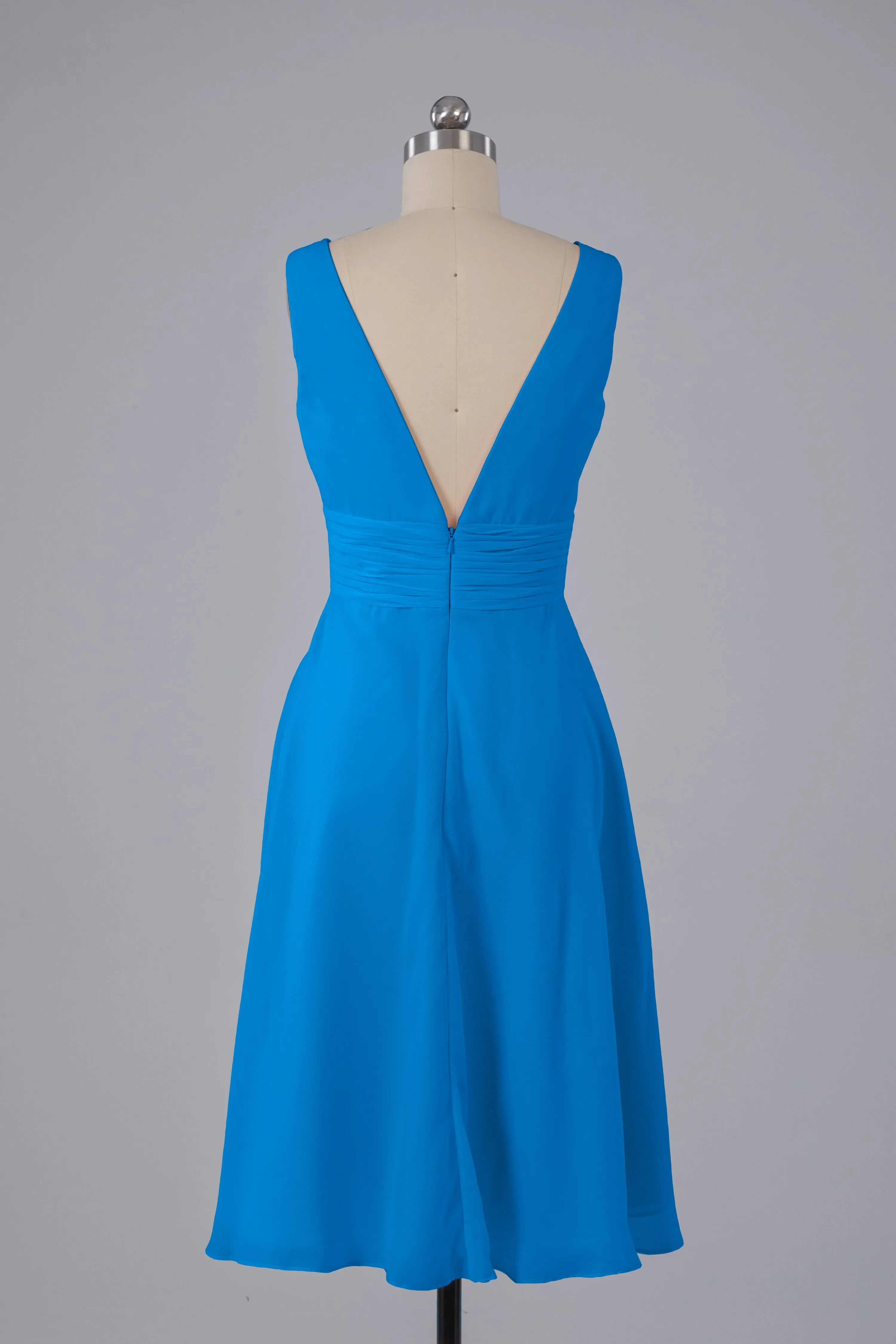 High Low Knee Length V-Neck Bridesmaid Dresses