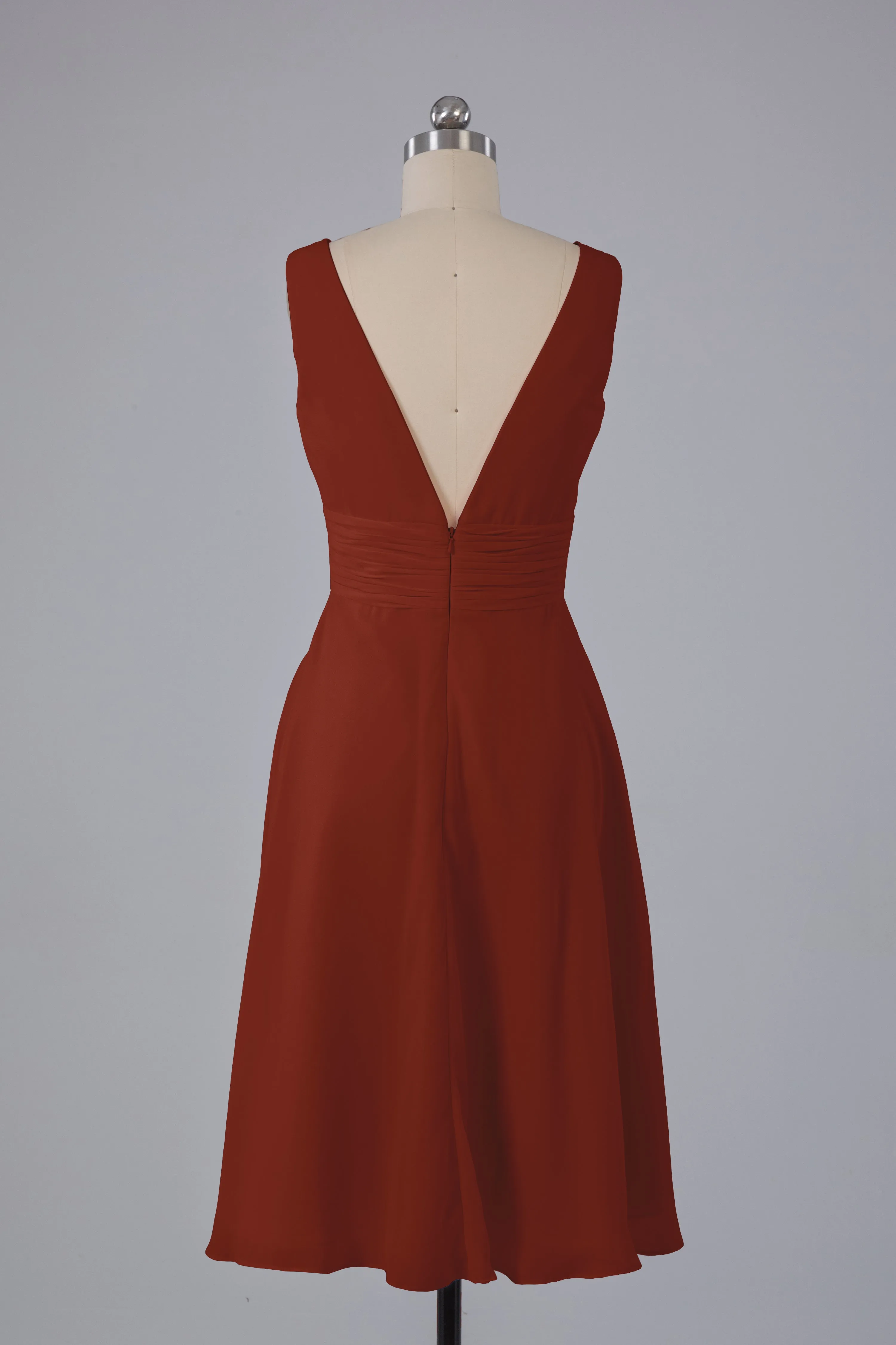 High Low Knee Length V-Neck Bridesmaid Dresses