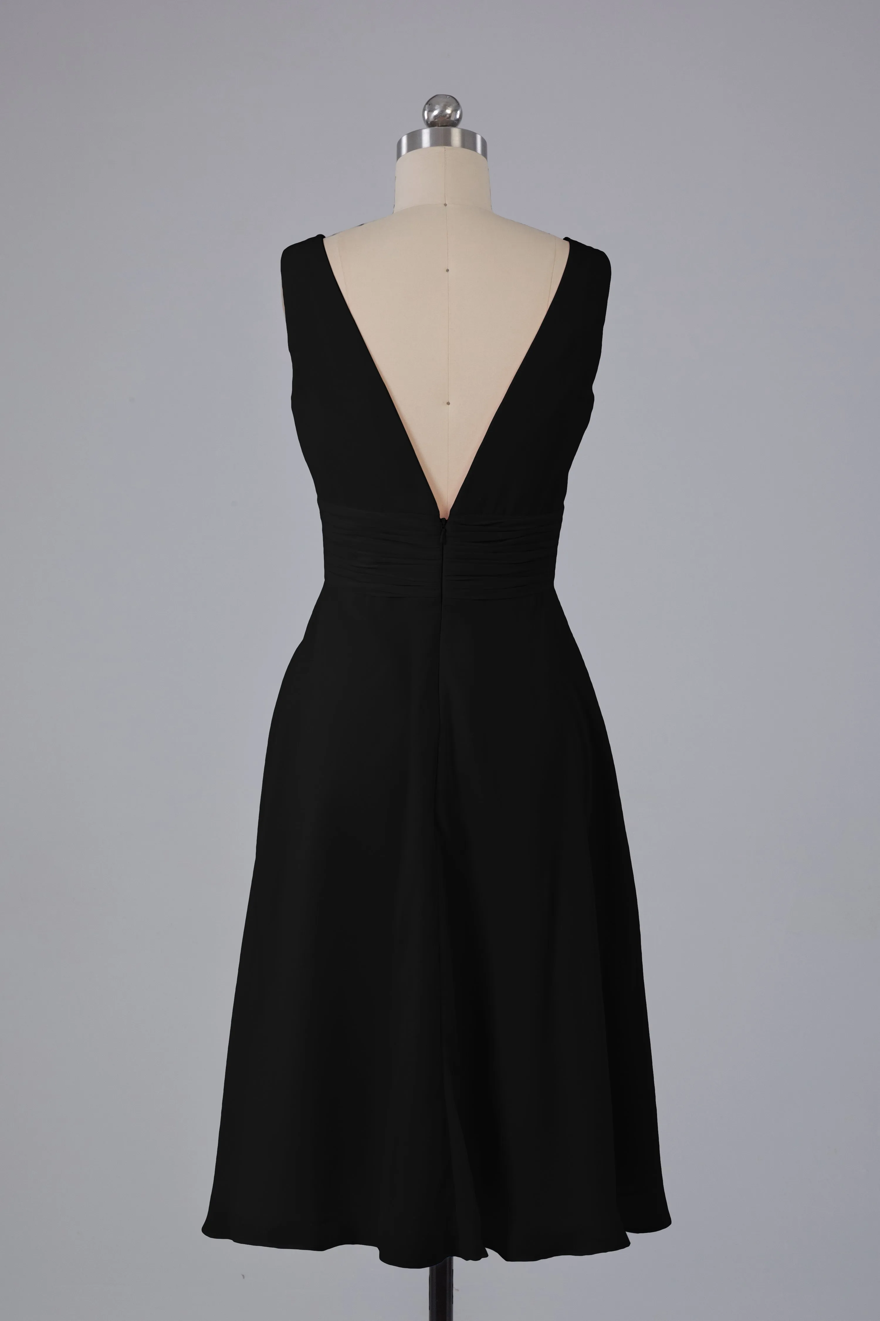 High Low Knee Length V-Neck Bridesmaid Dresses