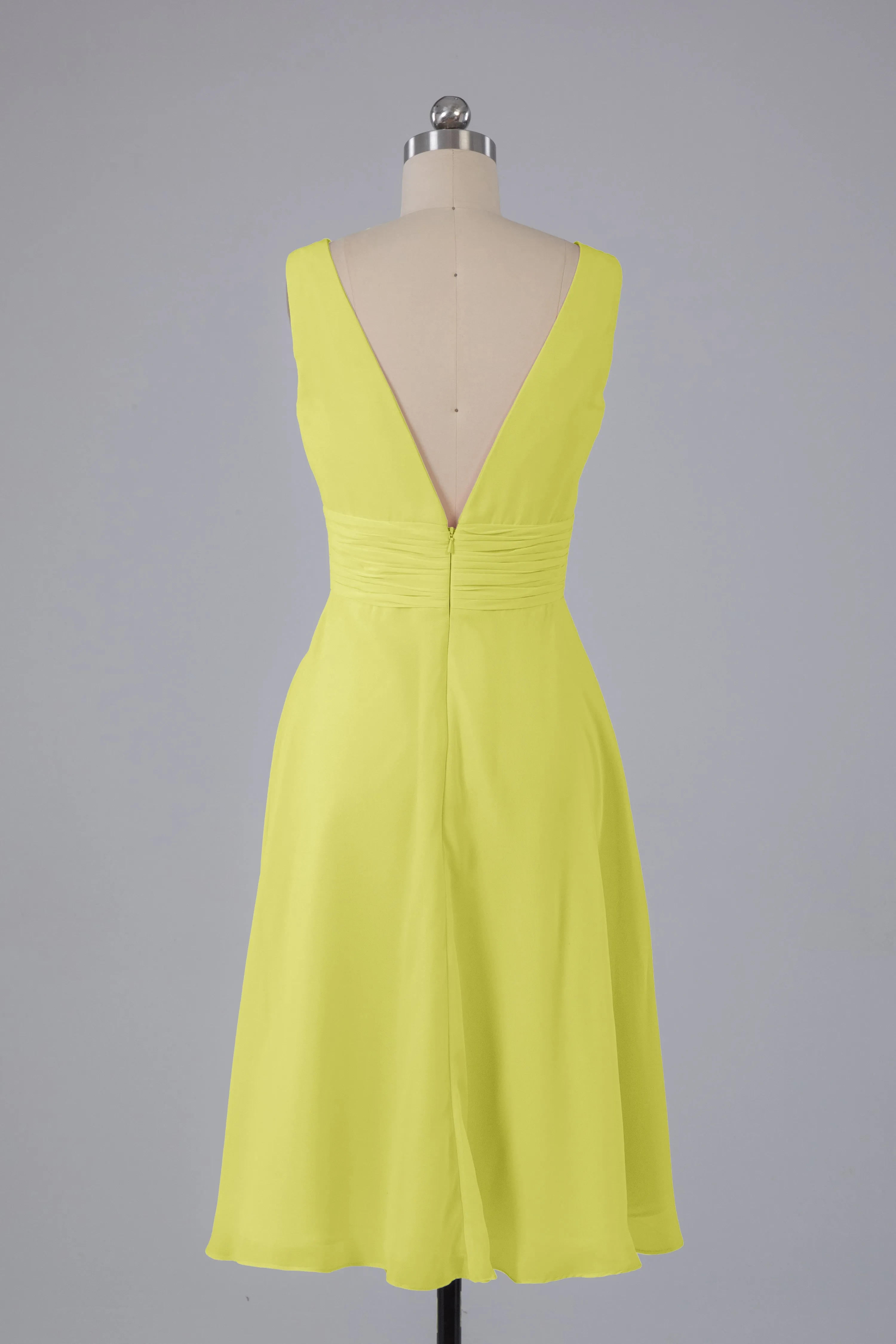 High Low Knee Length V-Neck Bridesmaid Dresses