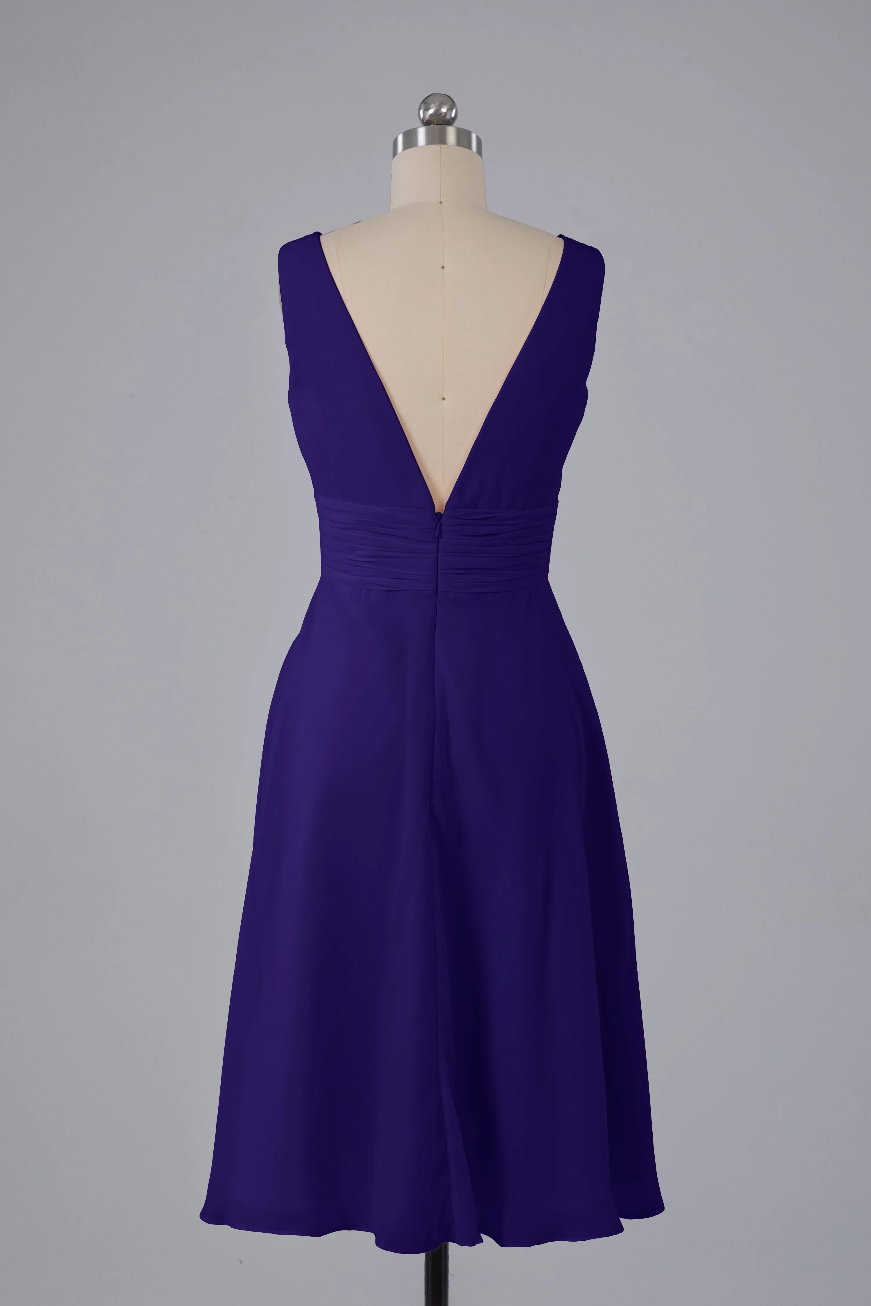 High Low Knee Length V-Neck Bridesmaid Dresses