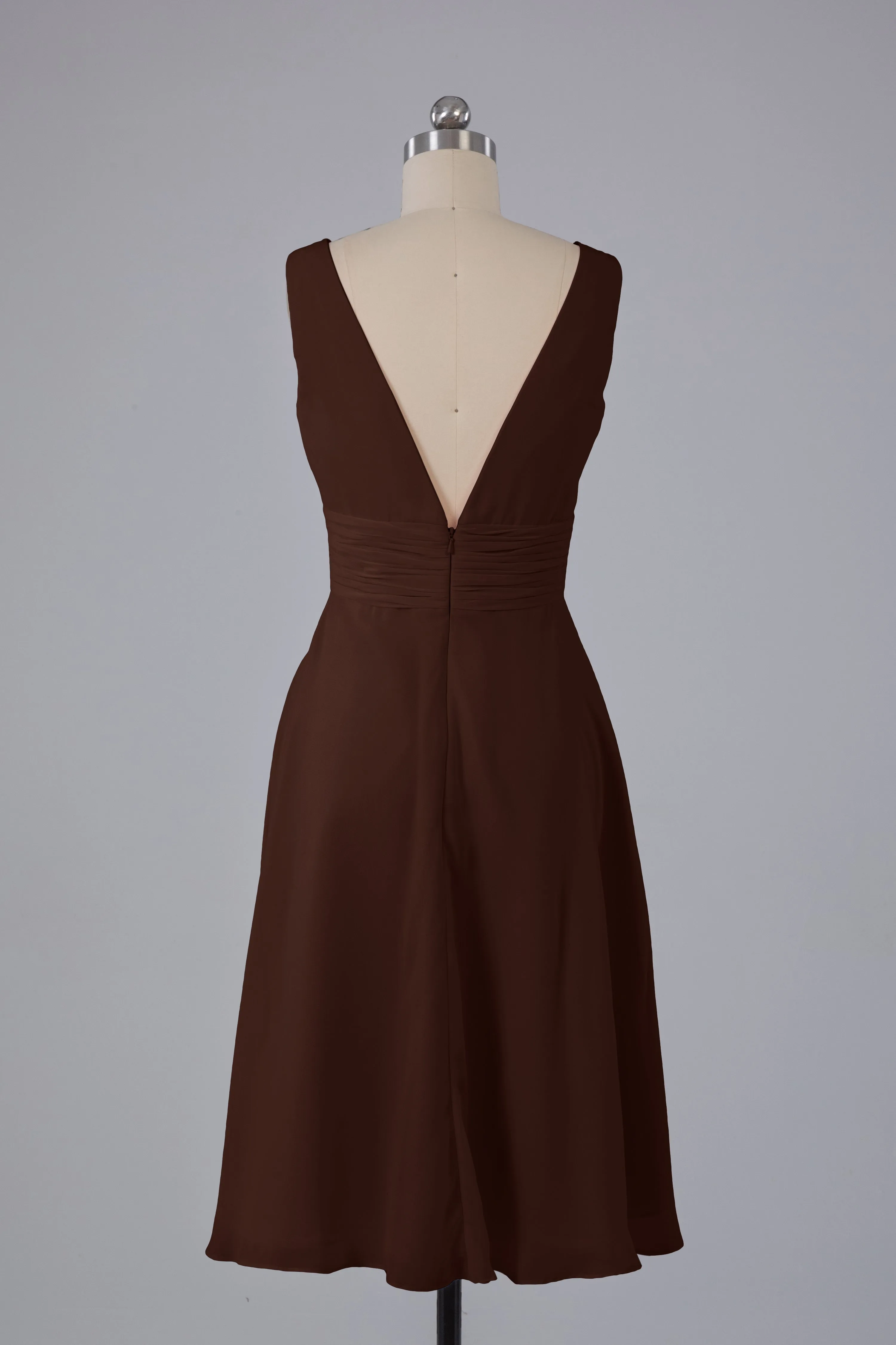High Low Knee Length V-Neck Bridesmaid Dresses