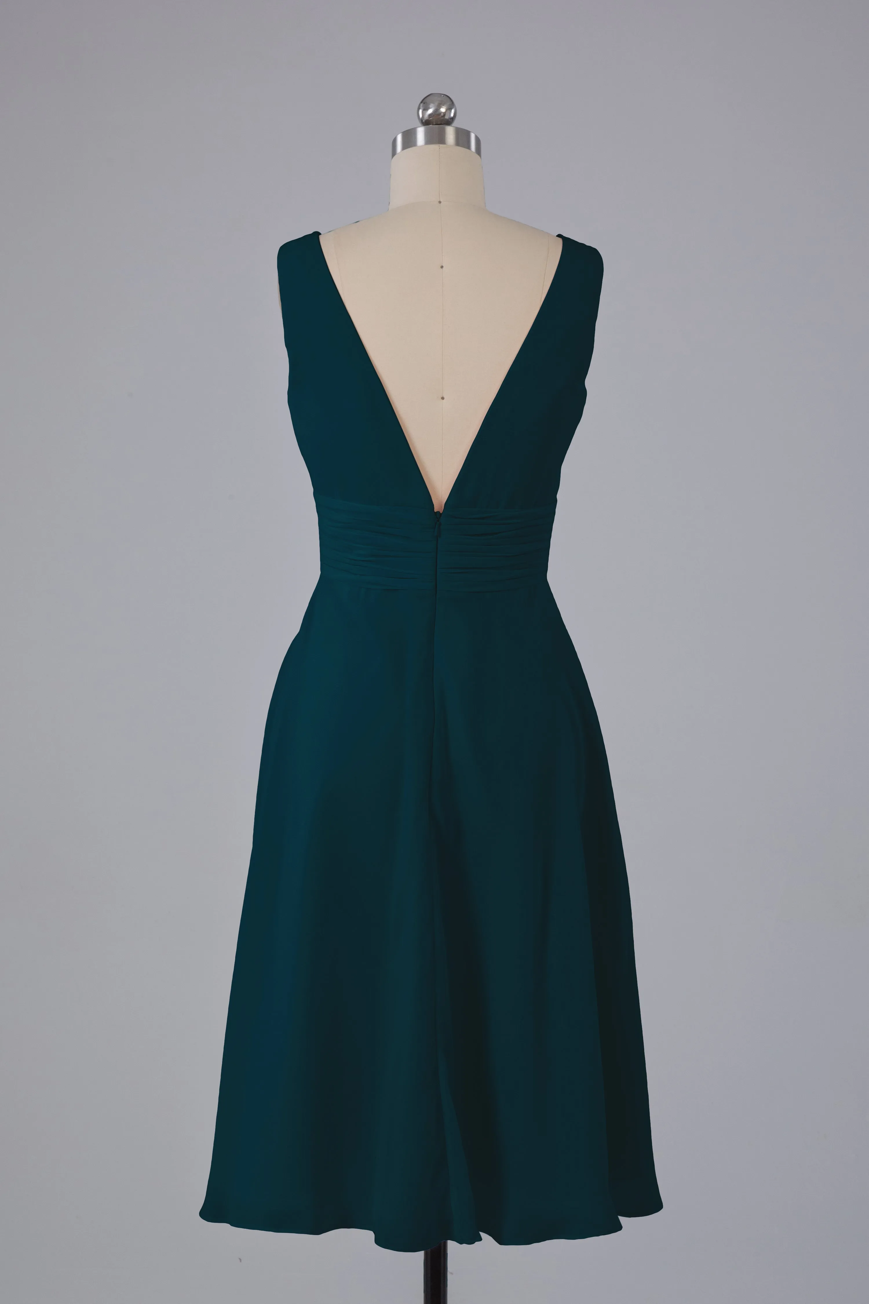 High Low Knee Length V-Neck Bridesmaid Dresses