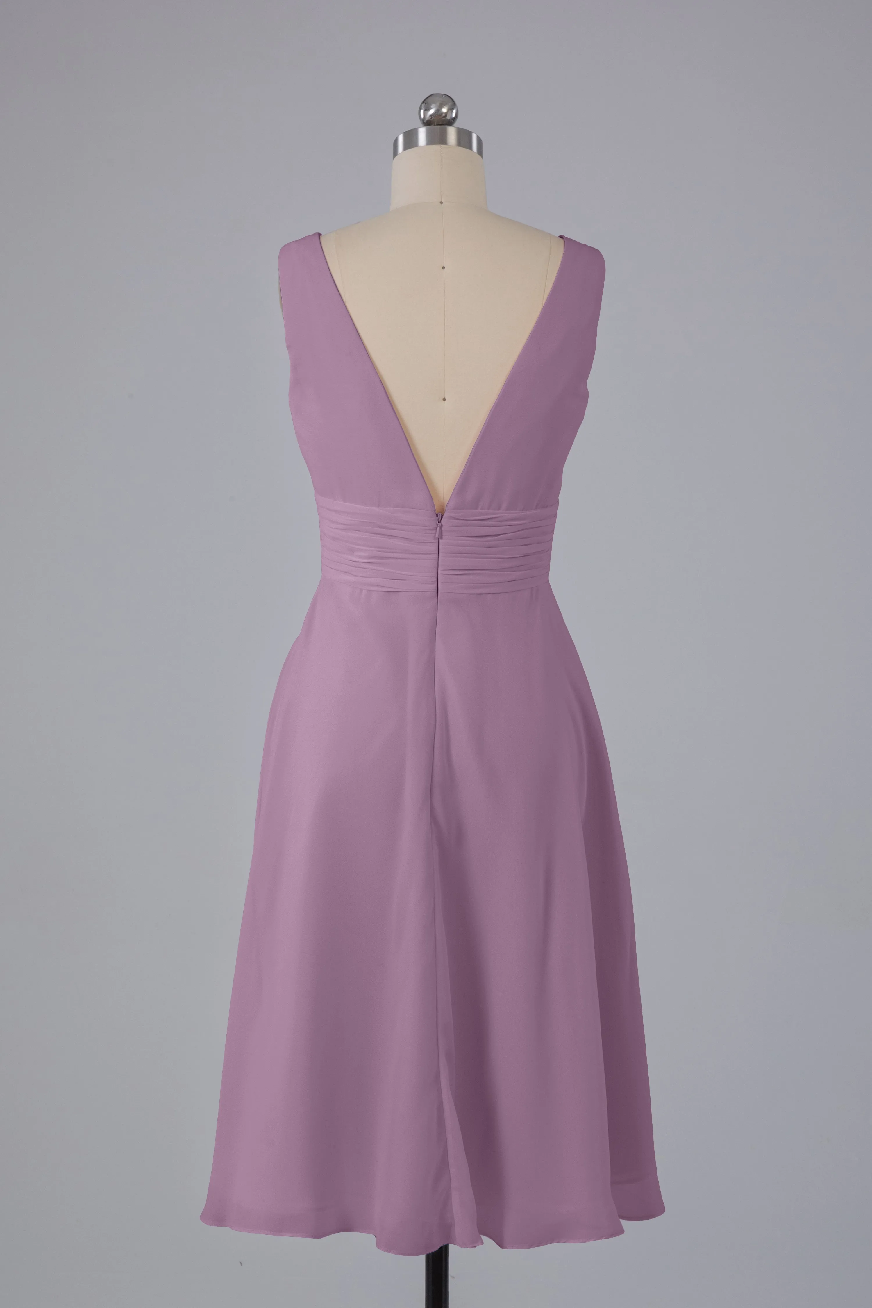 High Low Knee Length V-Neck Bridesmaid Dresses