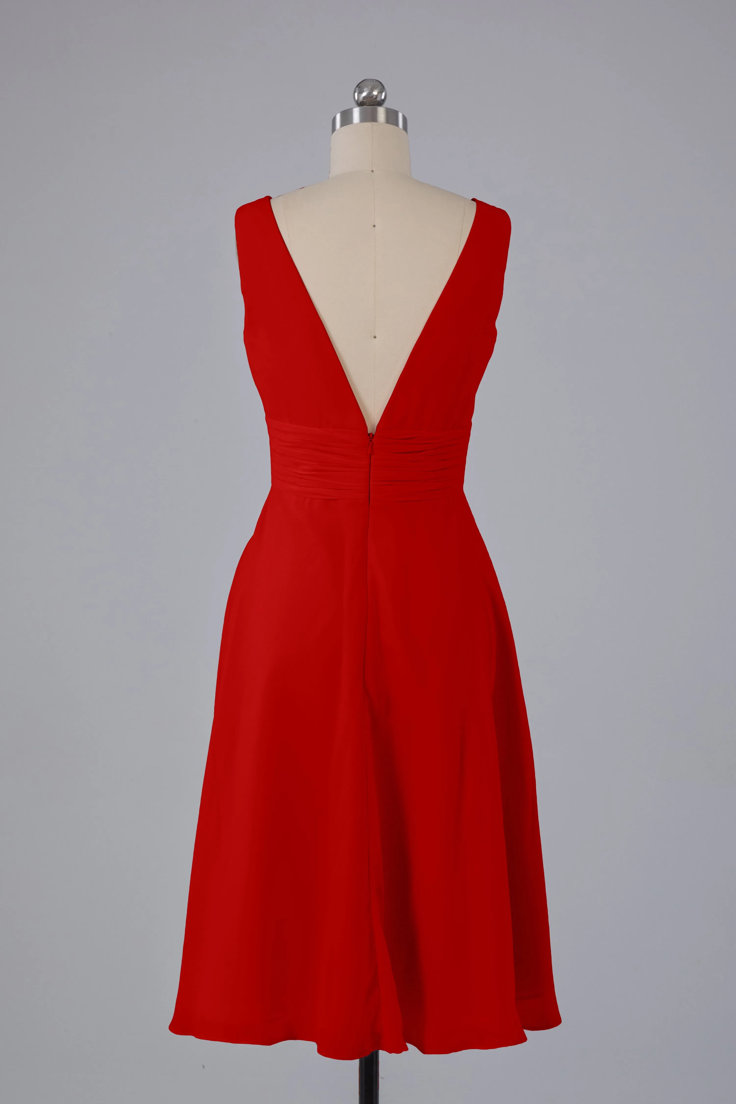High Low Knee Length V-Neck Bridesmaid Dresses