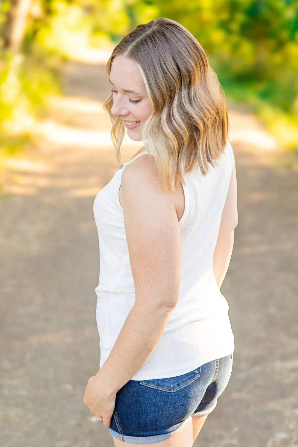 IN PRODUCTION Mila Zipper Tank - Ivory