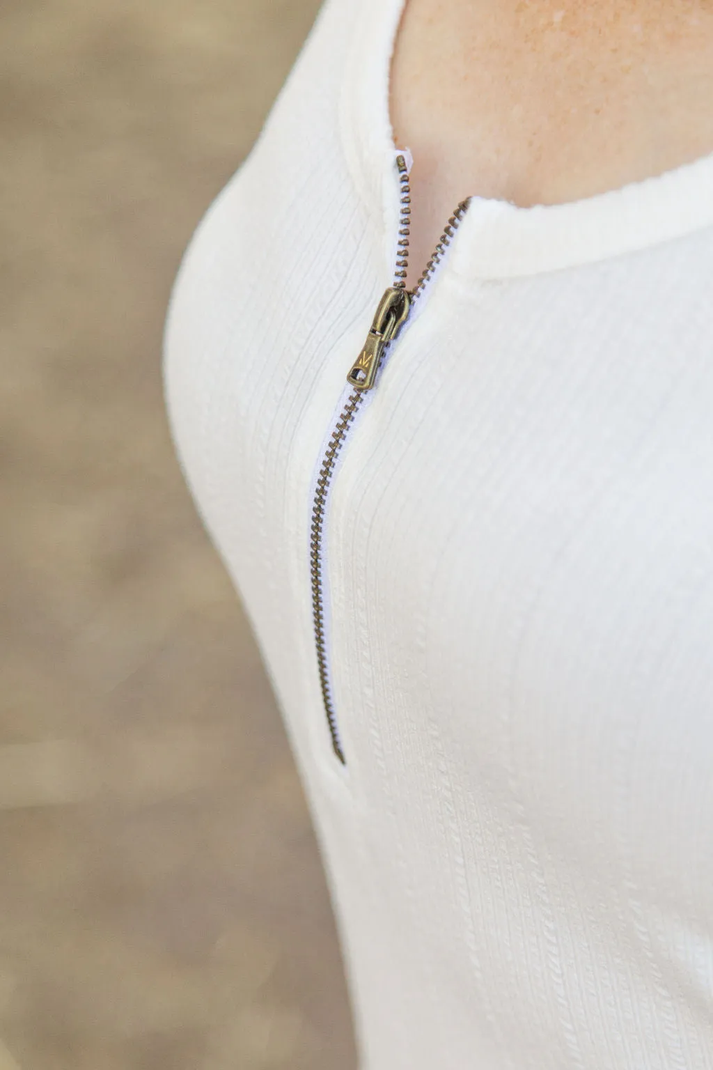 IN PRODUCTION Mila Zipper Tank - Ivory