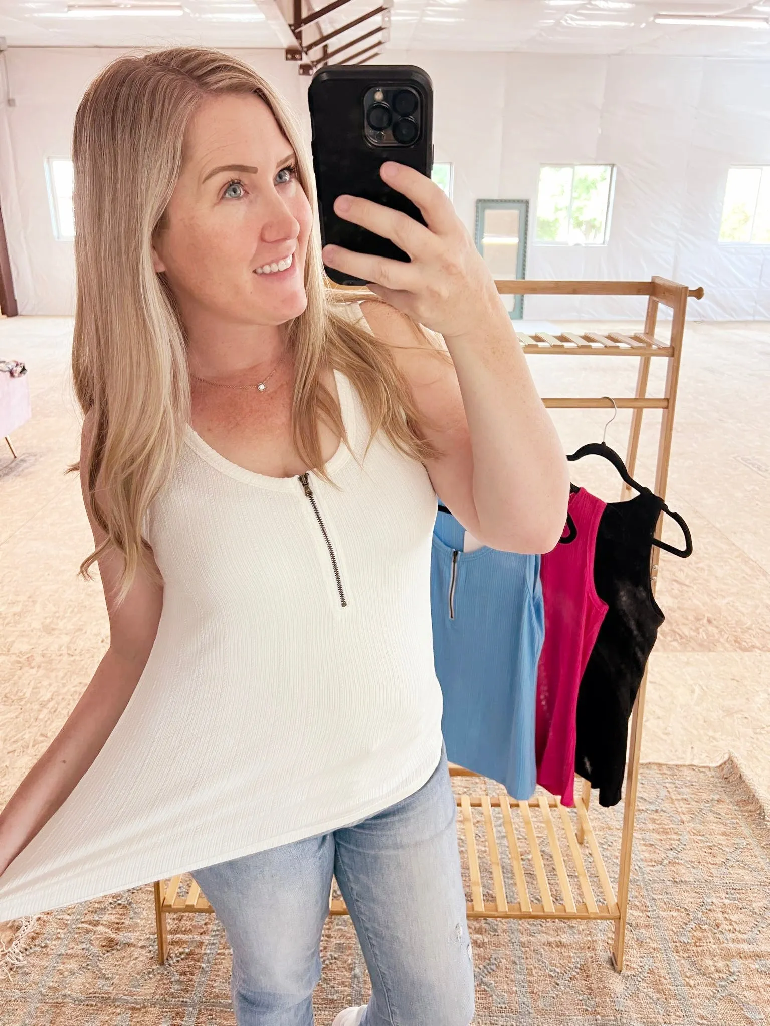 IN PRODUCTION Mila Zipper Tank - Ivory