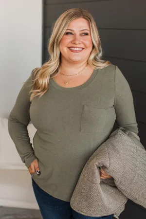 In The Clear Long Sleeve Top- Light Olive