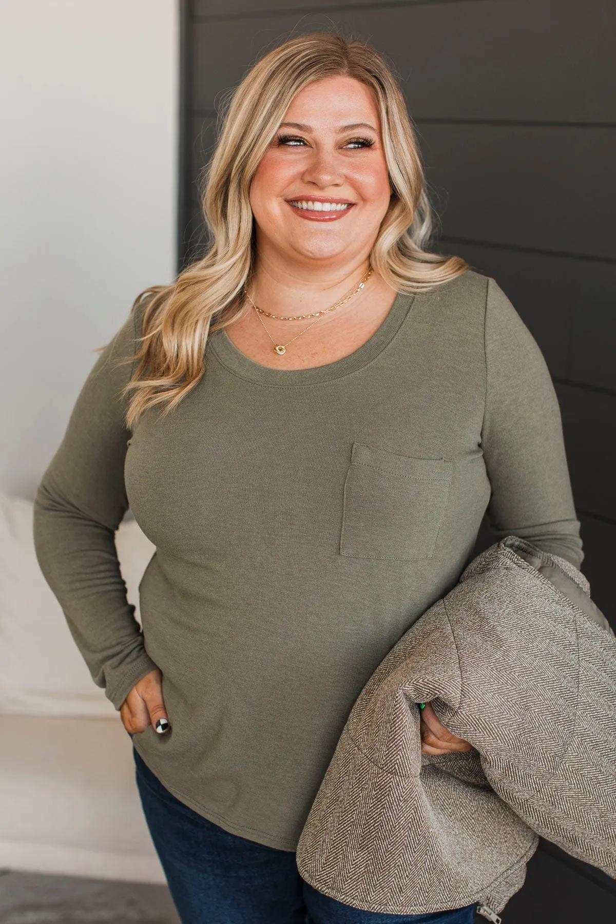 In The Clear Long Sleeve Top- Light Olive