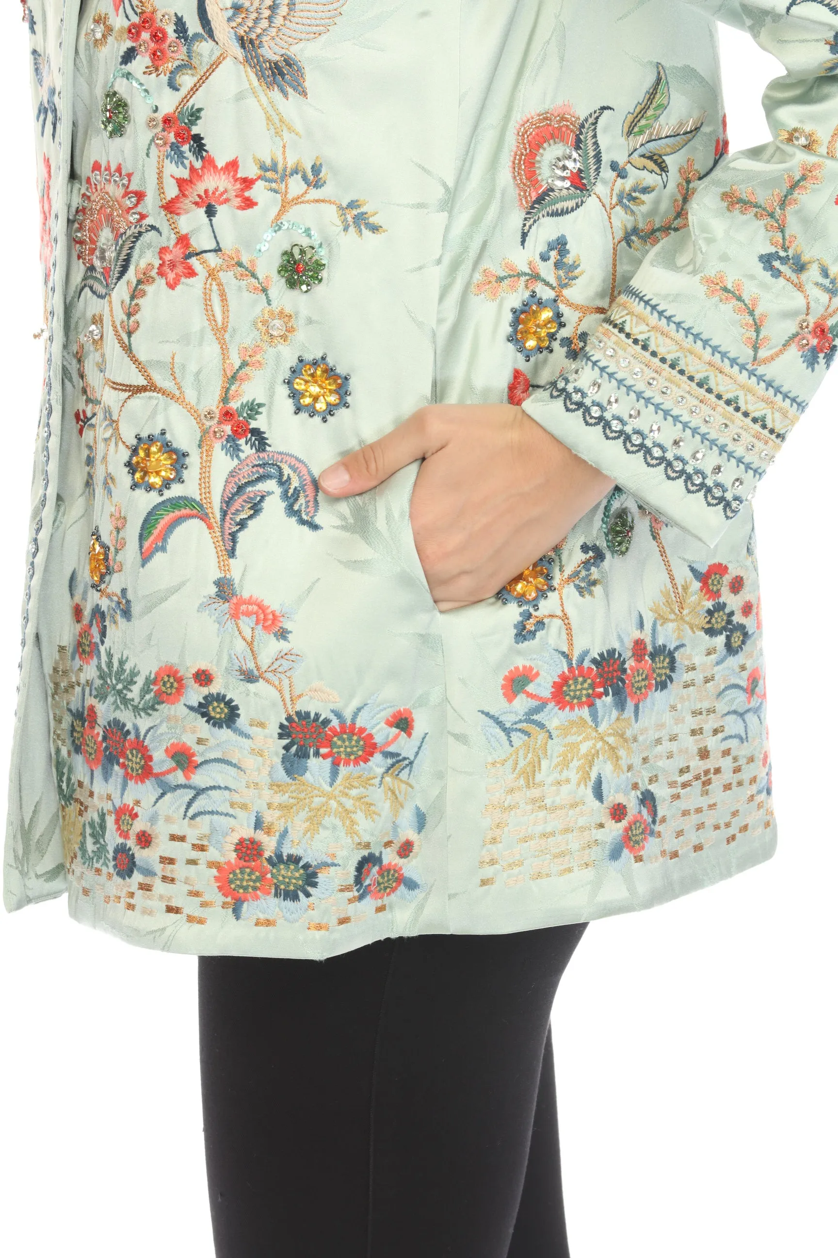 Johnny Was Green Emeral Embellished Embroidered Jacket C45824-E