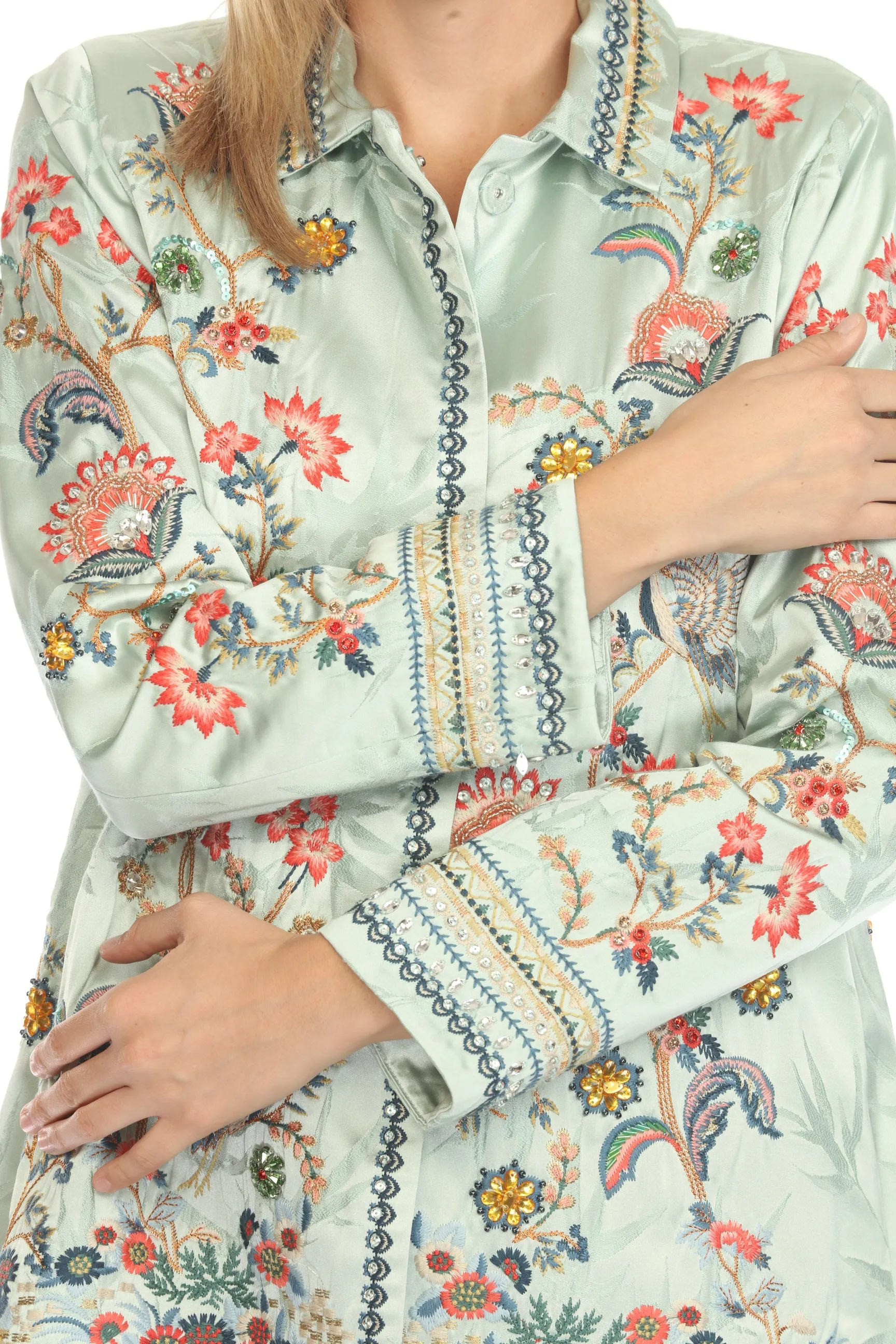 Johnny Was Green Emeral Embellished Embroidered Jacket C45824-E