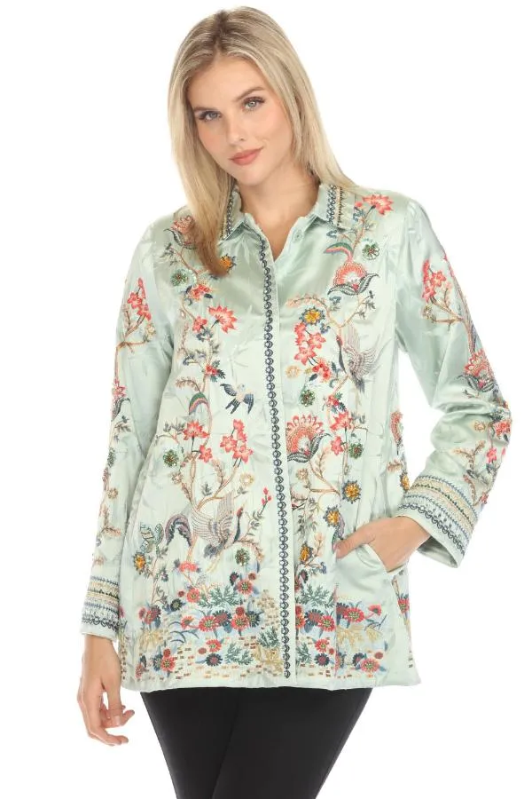Johnny Was Green Emeral Embellished Embroidered Jacket C45824-E