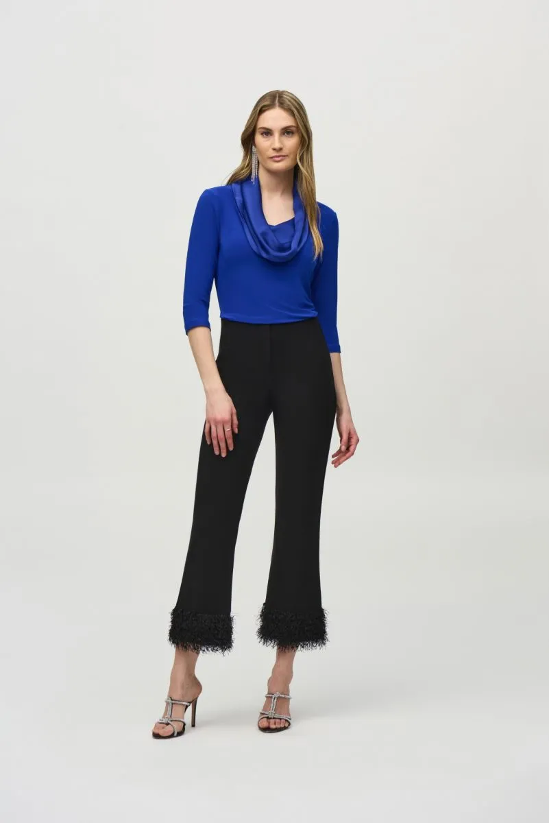Joseph Ribkoff Satin Cowl Neck 3/4 Sleeve Fitted Top 244106