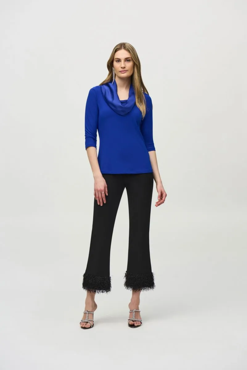 Joseph Ribkoff Satin Cowl Neck 3/4 Sleeve Fitted Top 244106