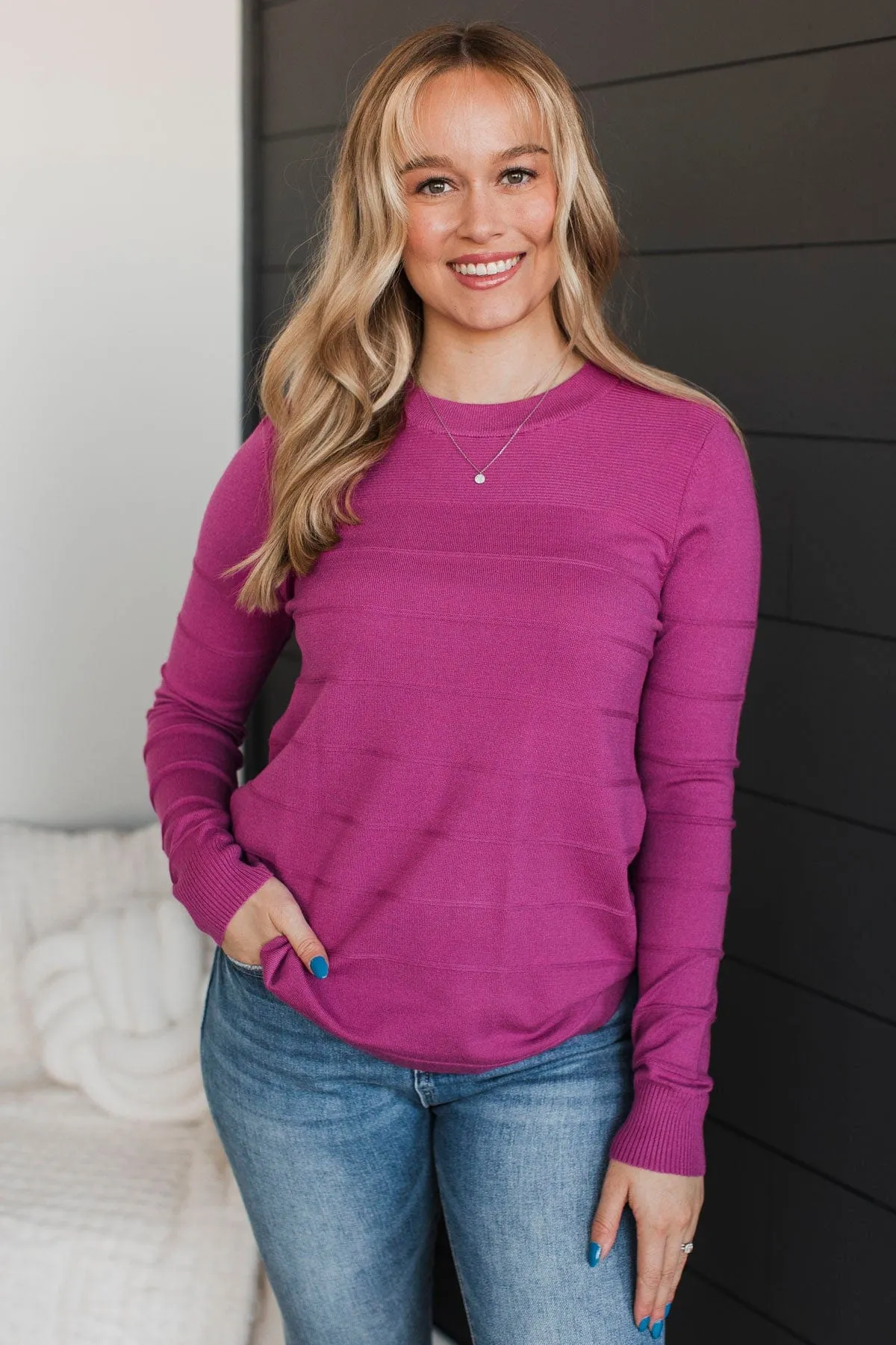 Just To See You Knit Sweater- Magenta