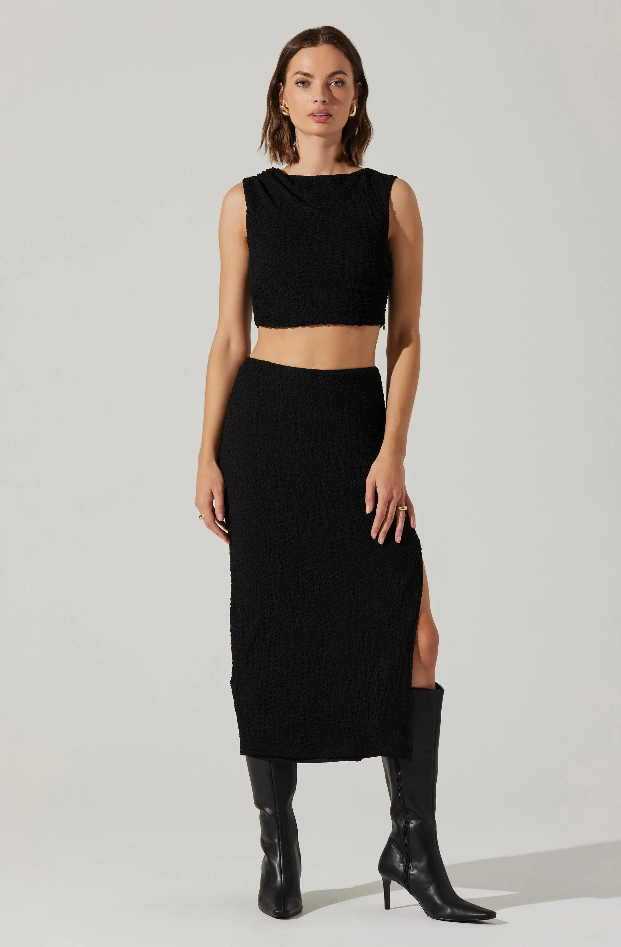 Keely Textured Sleeveless Crop Top