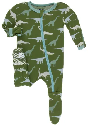 KicKee Pants Moss Sauropods Footie with Zipper