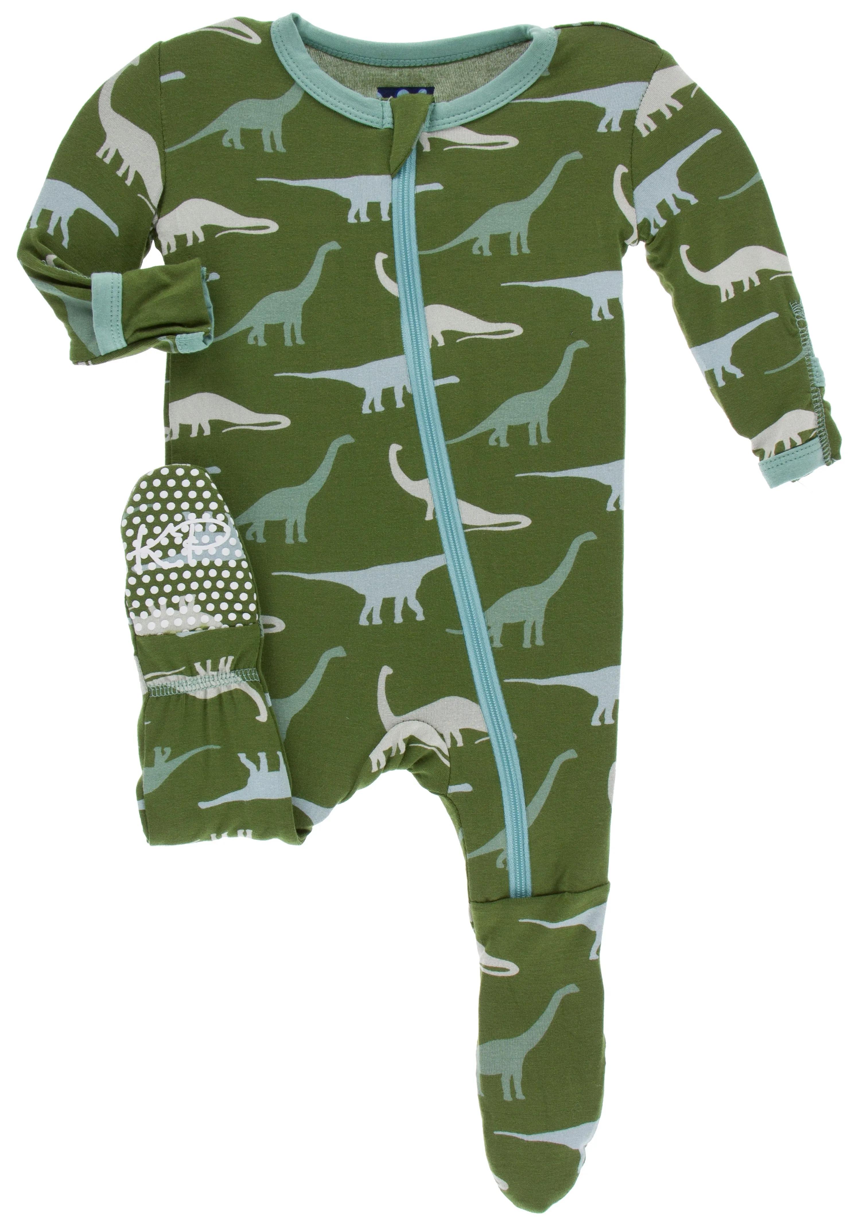 KicKee Pants Moss Sauropods Footie with Zipper
