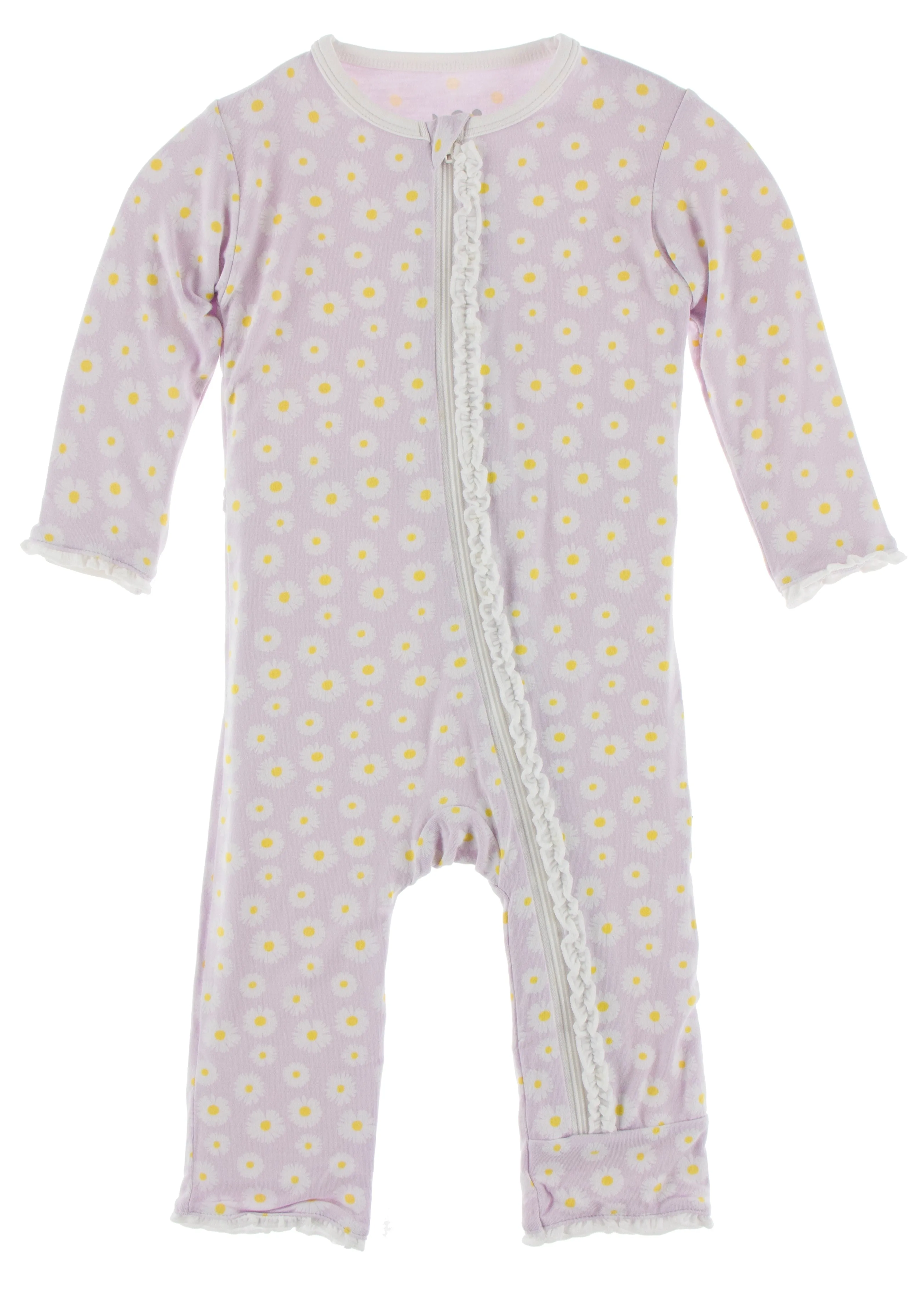 KicKee Pants Thistle Chamomile Muffin Ruffle Coverall with Zipper