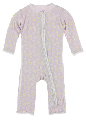 KicKee Pants Thistle Chamomile Muffin Ruffle Coverall with Zipper