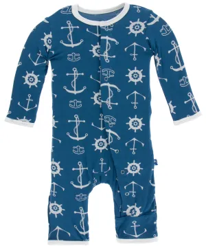 KicKee Pants Twilight Anchor Coverall with Snaps