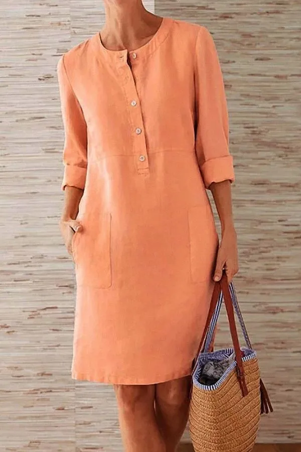 Knee-Length Round Neck Midi Dress